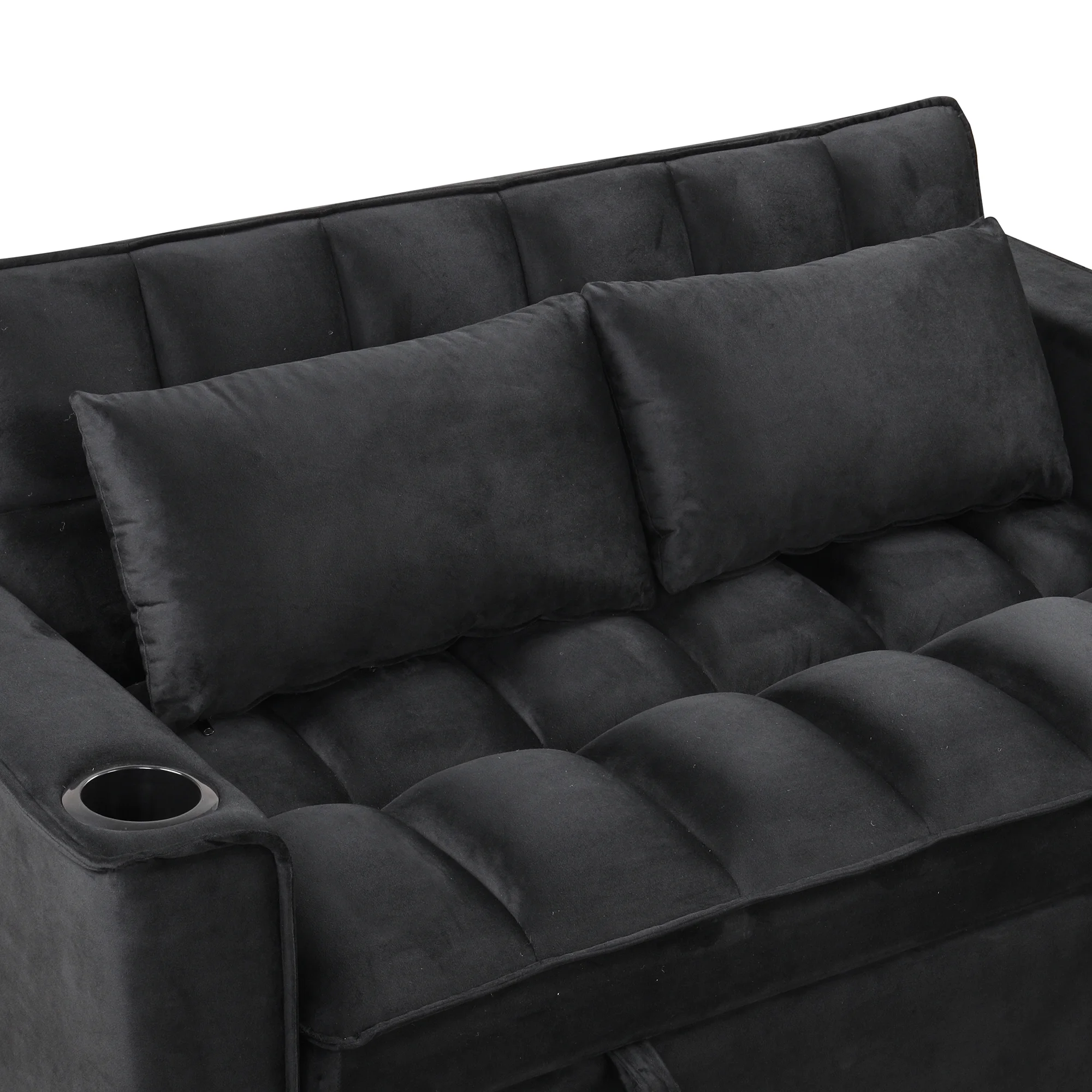 Hombay Modern Convertible Sleeper Sofa Bed, Folding Futon Couch Loveseat with Cup Holder and USB Charging Ports for Living Room Bedroom Apartment