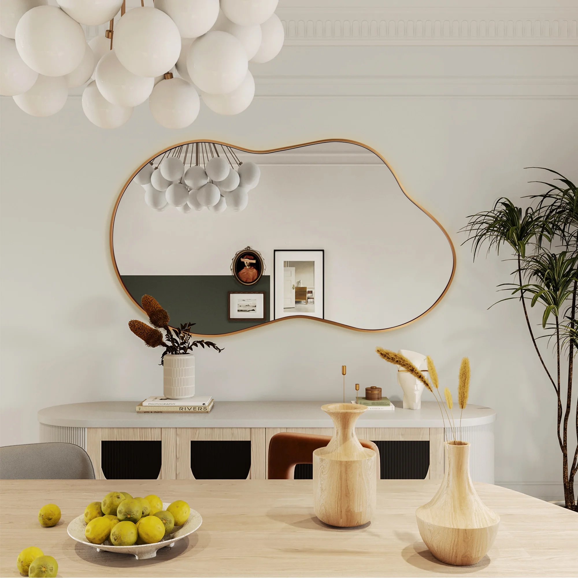 AUSTUFF Irregular Wall Mirror Cloud Shaped Bathroom Mirror 26