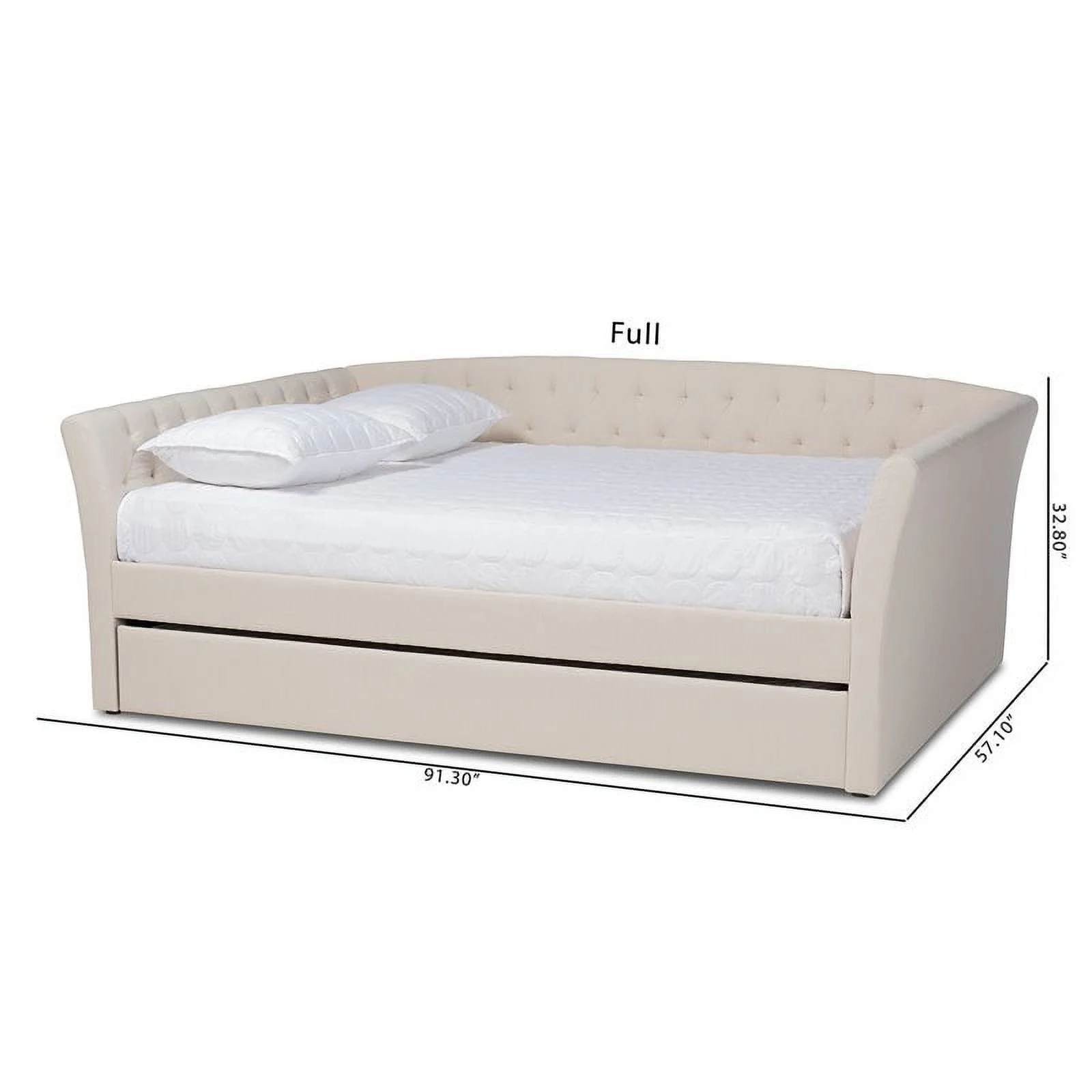 Allora Modern Fabric Upholstered Queen Size Daybed with Trundle in Beige