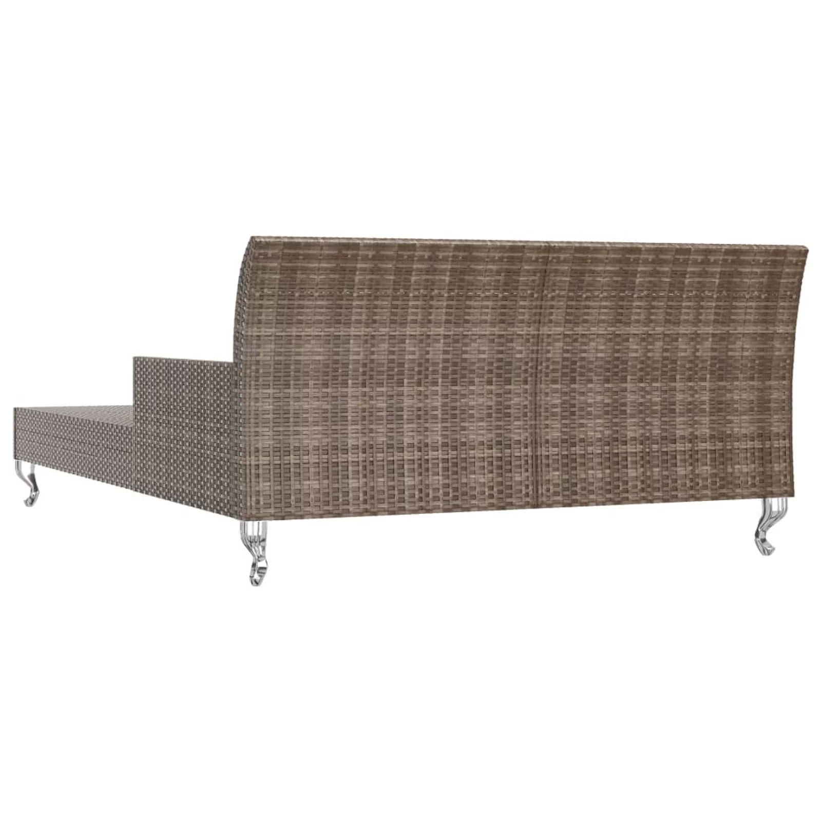 Dcenta 2-Person Paio Sun Lounge Bed with 2 Side Tables and Pillows Cushioned Patio Double Sun Lounger Brown Poly Rattan Daybed for Balcony, Garden, Pool, Lawn, Backyard Outdoor Furniture