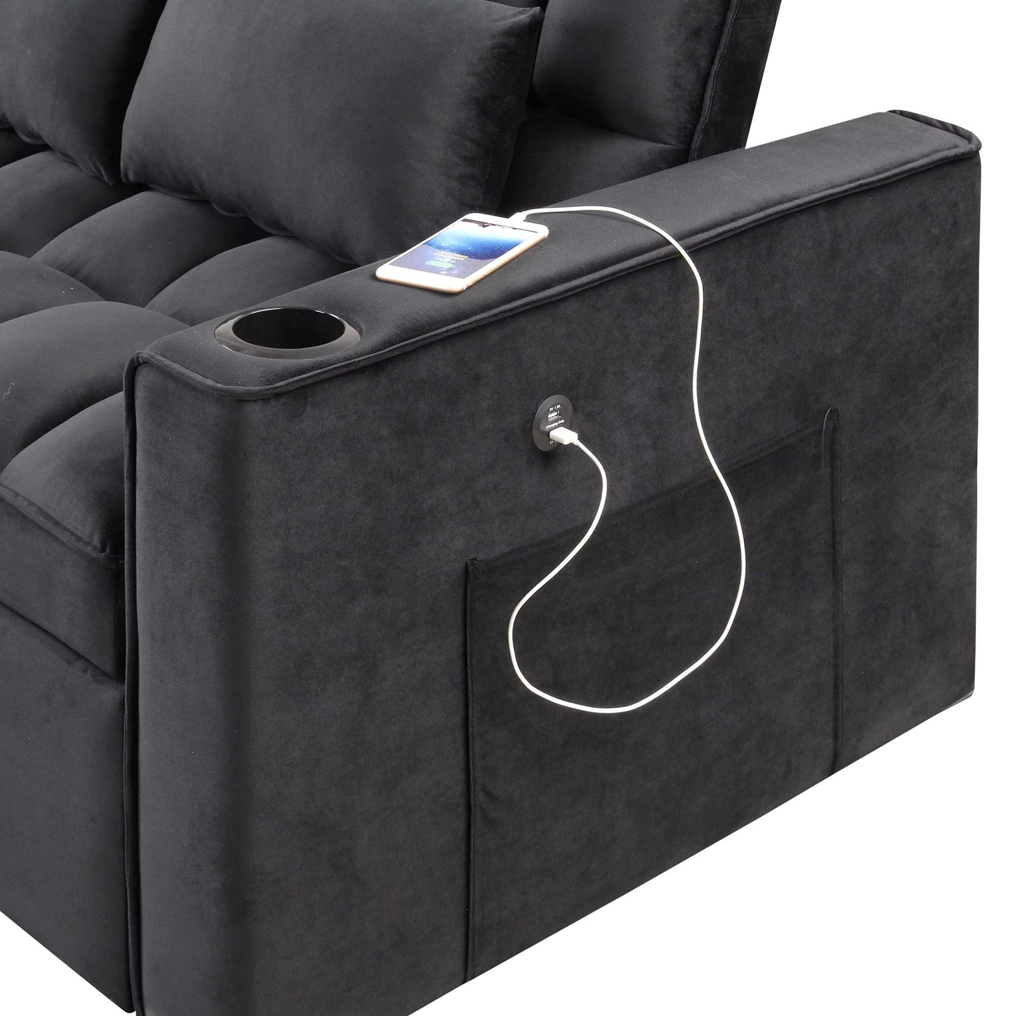 Hombay Modern Convertible Sleeper Sofa Bed, Folding Futon Couch Loveseat with Cup Holder and USB Charging Ports for Living Room Bedroom Apartment