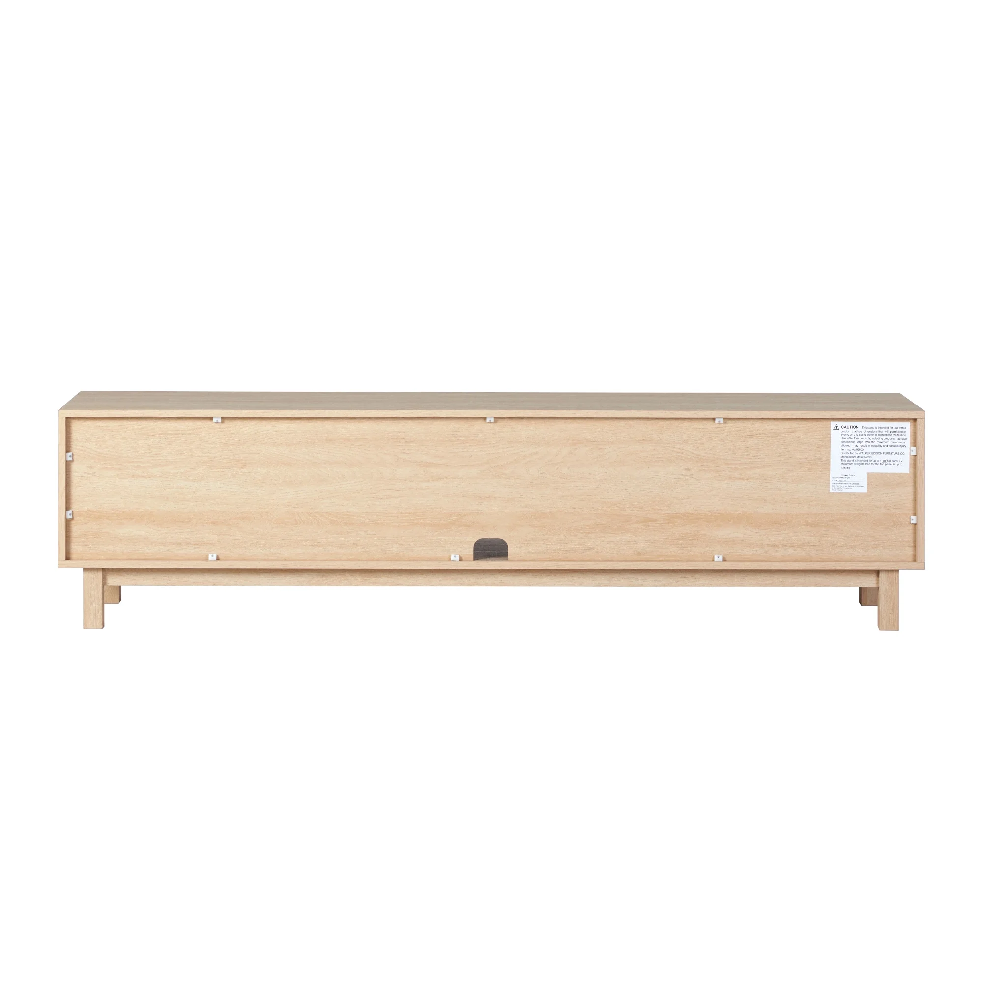 Walker Edison Boho 2-Door Rattan TV Stand for TVs up to 80”, Coastal Oak