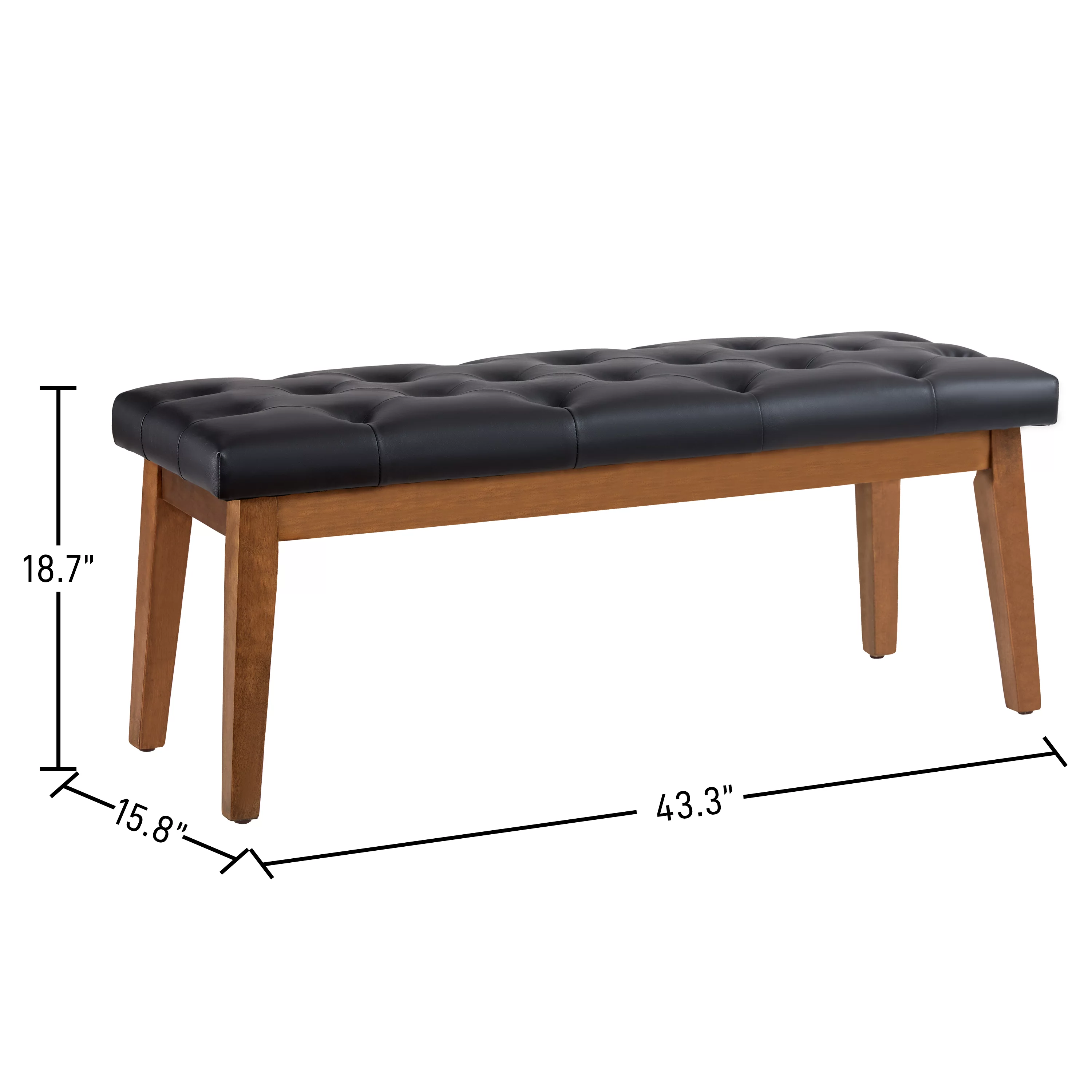 HUIMO Bedroom Bench End of Bed, Upholstered Dining Bench for Kitchen, Button-Tufted Entryway Bench, Fabric Ottoman Bench for Living Room, Black