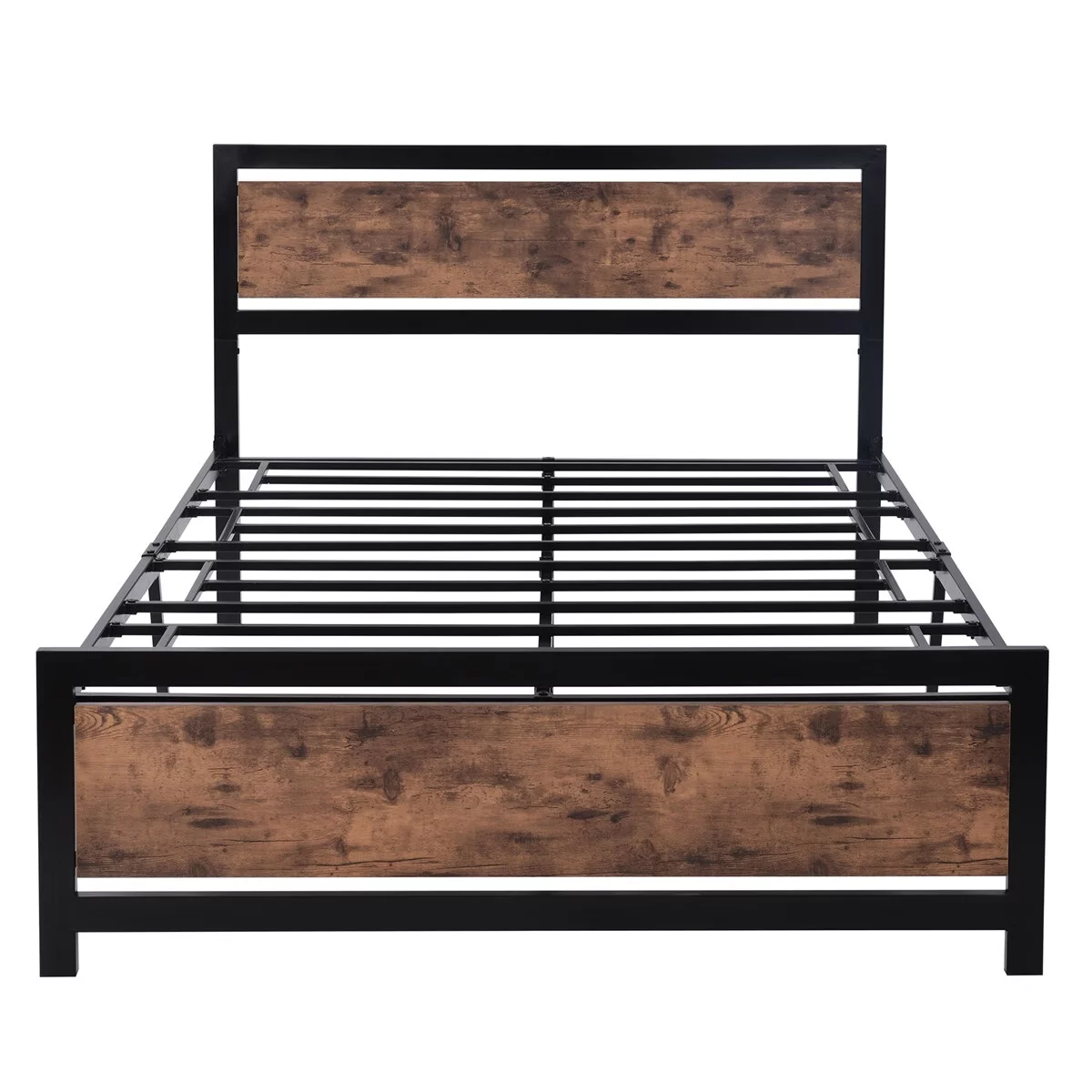 SENTERN Metal and Wood Bed Frame with Headboard and Footboard ,Full Size Platform Bed