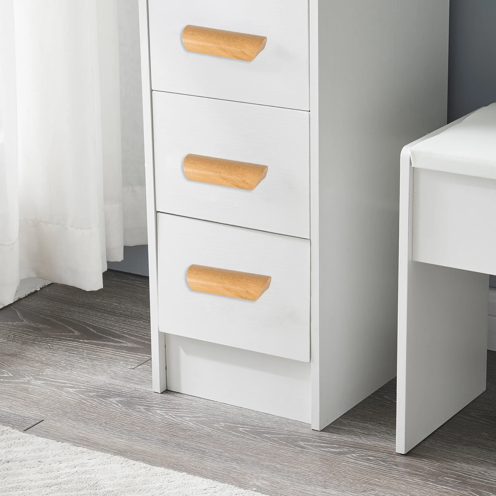 Ciumeeo Makeup Vanity Table with Lighted Mirror, Vanity Desk with Storage Shelves,3 Lighting Modes, Brightness Adjustable, Writing Desk with 4 Drawers White