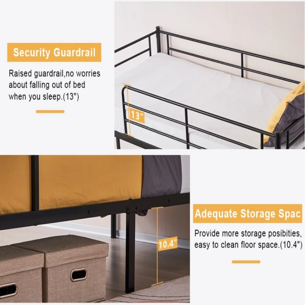 Zimtown Twin over Twin Steel Bunk Beds Frame Ladder Bedroom Dorm Room for Kids Adult Children