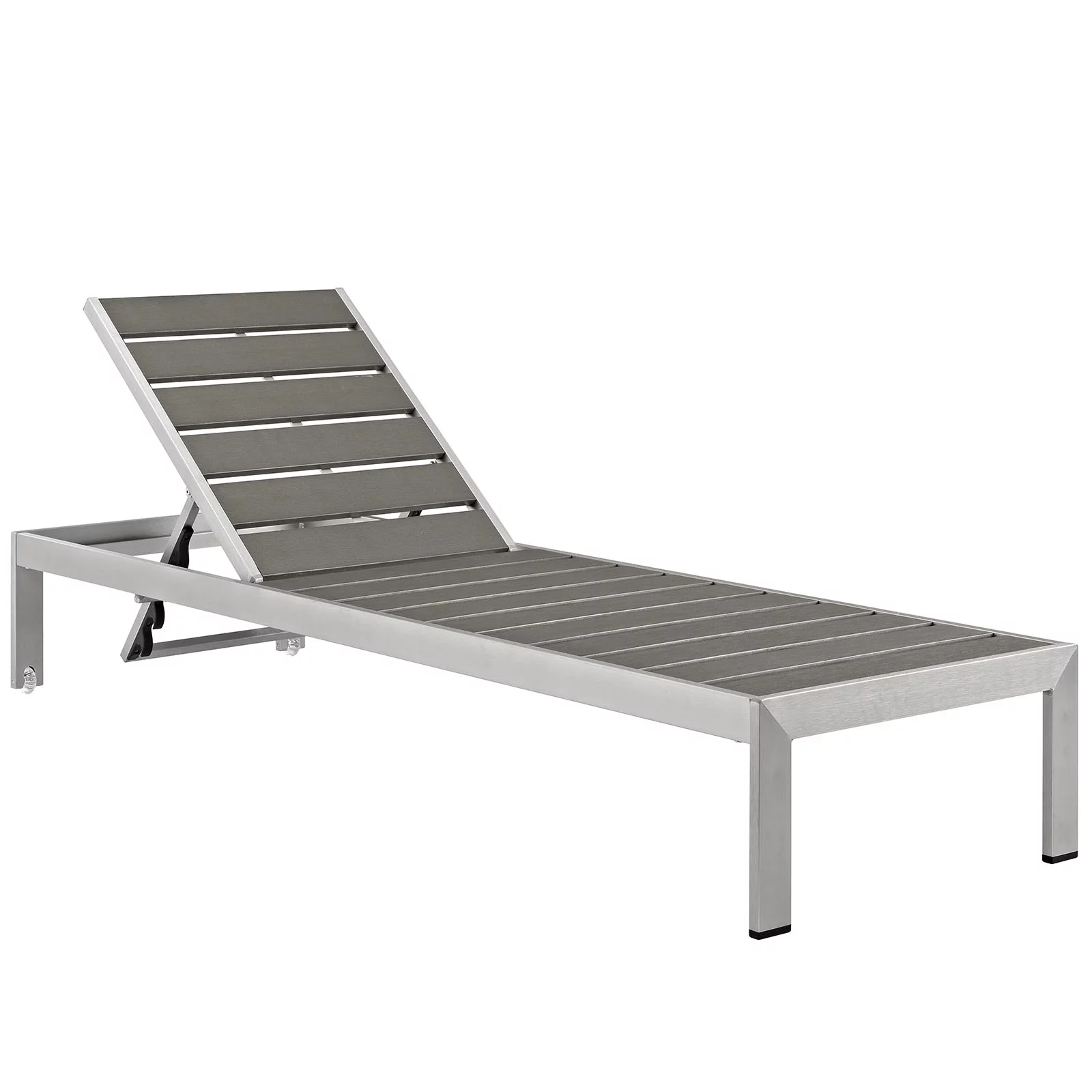 Modway Shore Chaise Outdoor Patio Aluminum Set of 6 in Silver Gray