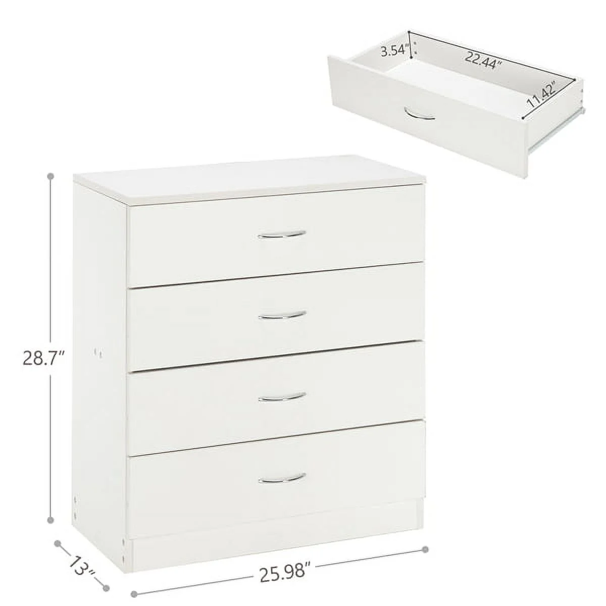 [FCH] MDF Wood Simple 4-Drawer Dresser White(=86913595, 22419080, 72485344)