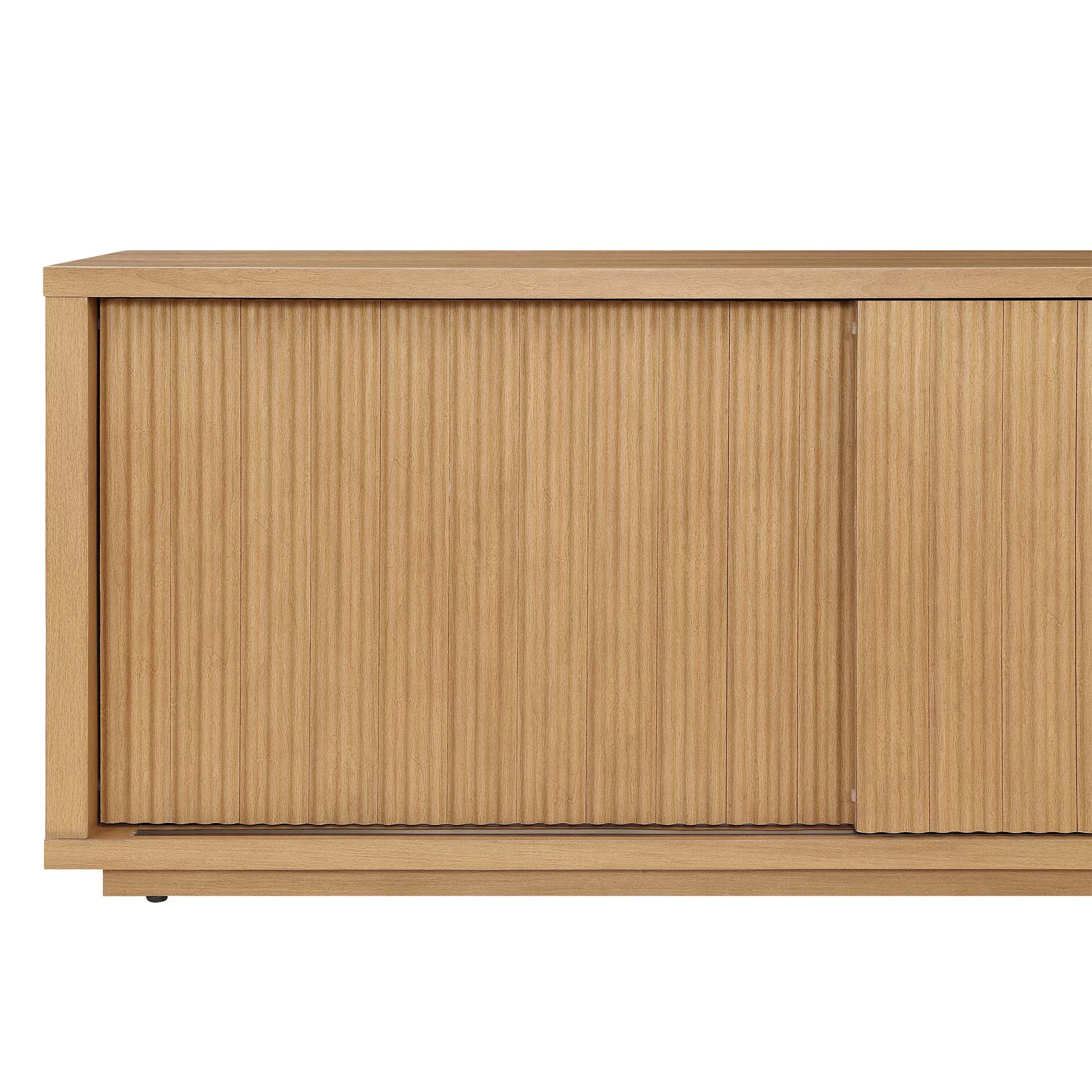 Beautiful Fluted TV Stand for TV’s up to 70” by Drew Barrymore, Warm Honey Finish