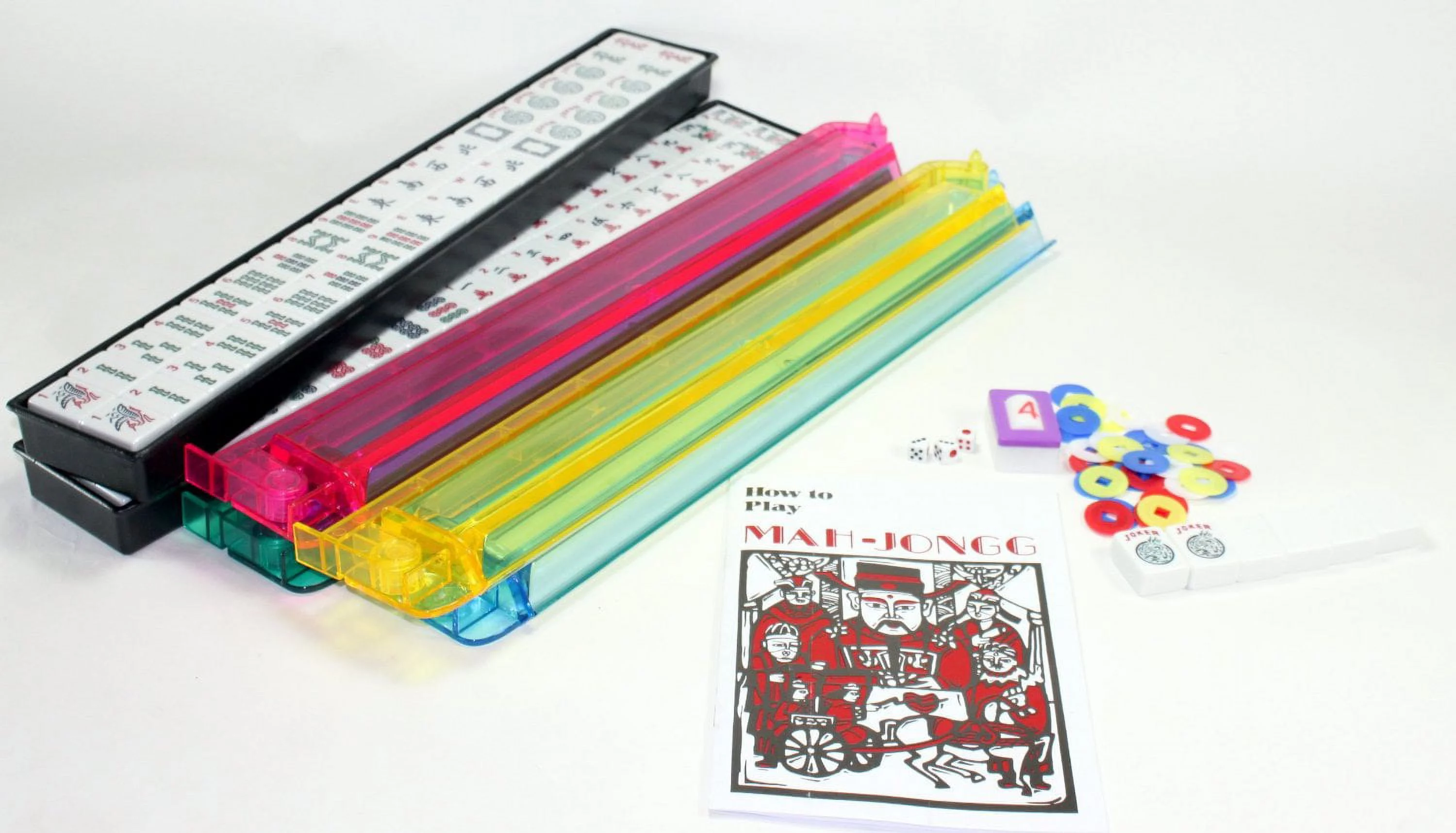 American Mah Jongg Soft Bag Case New 166 Tile Set with 4 Color Pushers, Burgundy