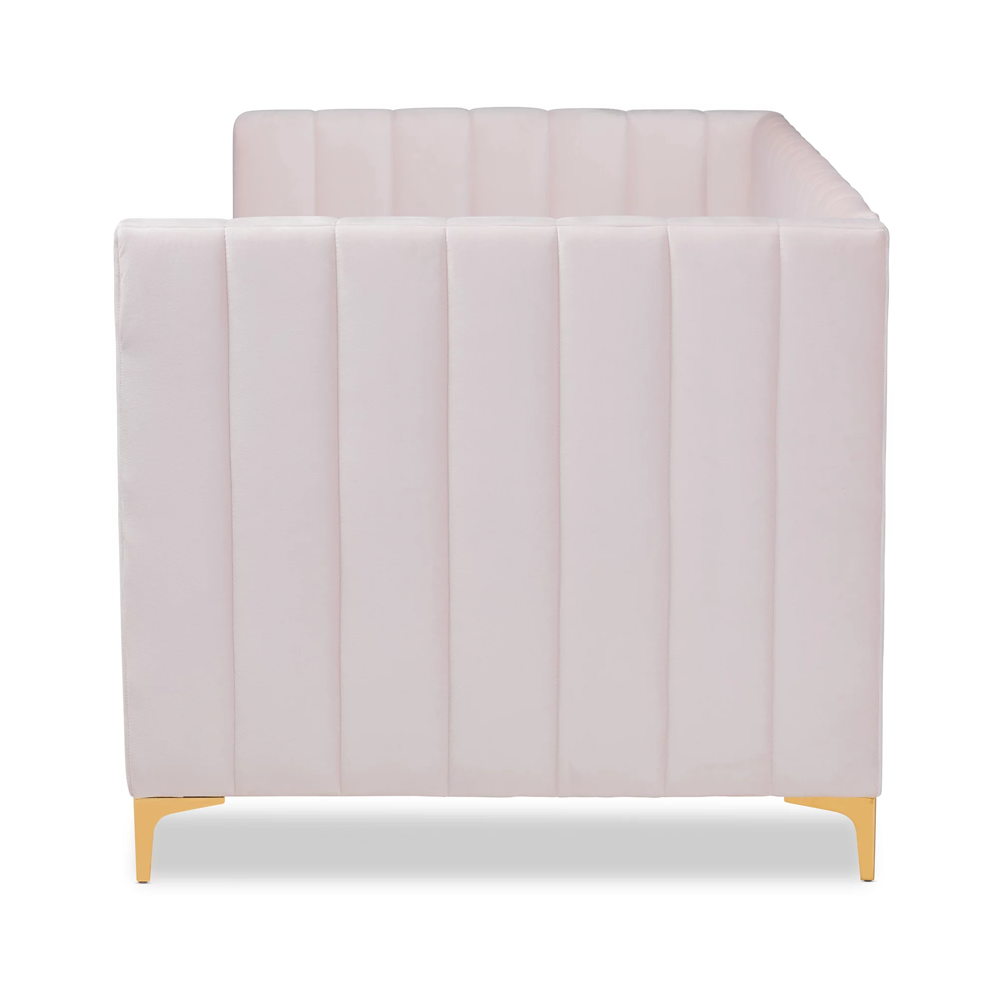 Baxton Studio Oksana Modern Contemporary Glam and Luxe Light Pink Velvet Fabric Upholstered and Gold Finished Twin Daybed