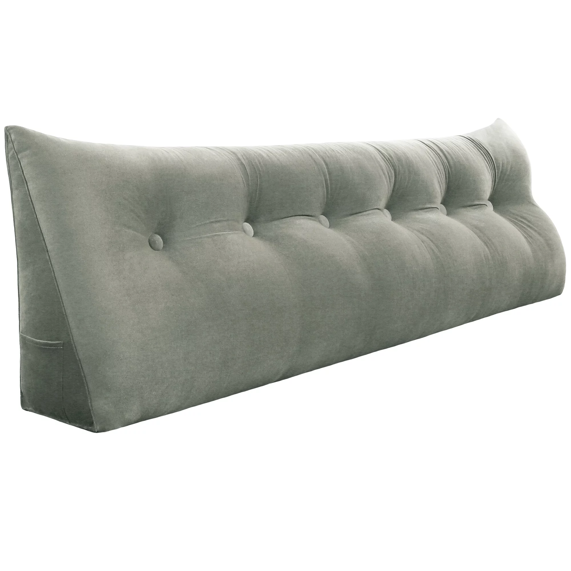 Johnear Large Rest Reading Wedge Pillows Bolster Headboard Backrest Pillow Velvet Cushion Lumber Backrest Daybed Positioning Sofa Bed Rest Reading Pillow Triangular Upholstered (Gray,Cal-King)