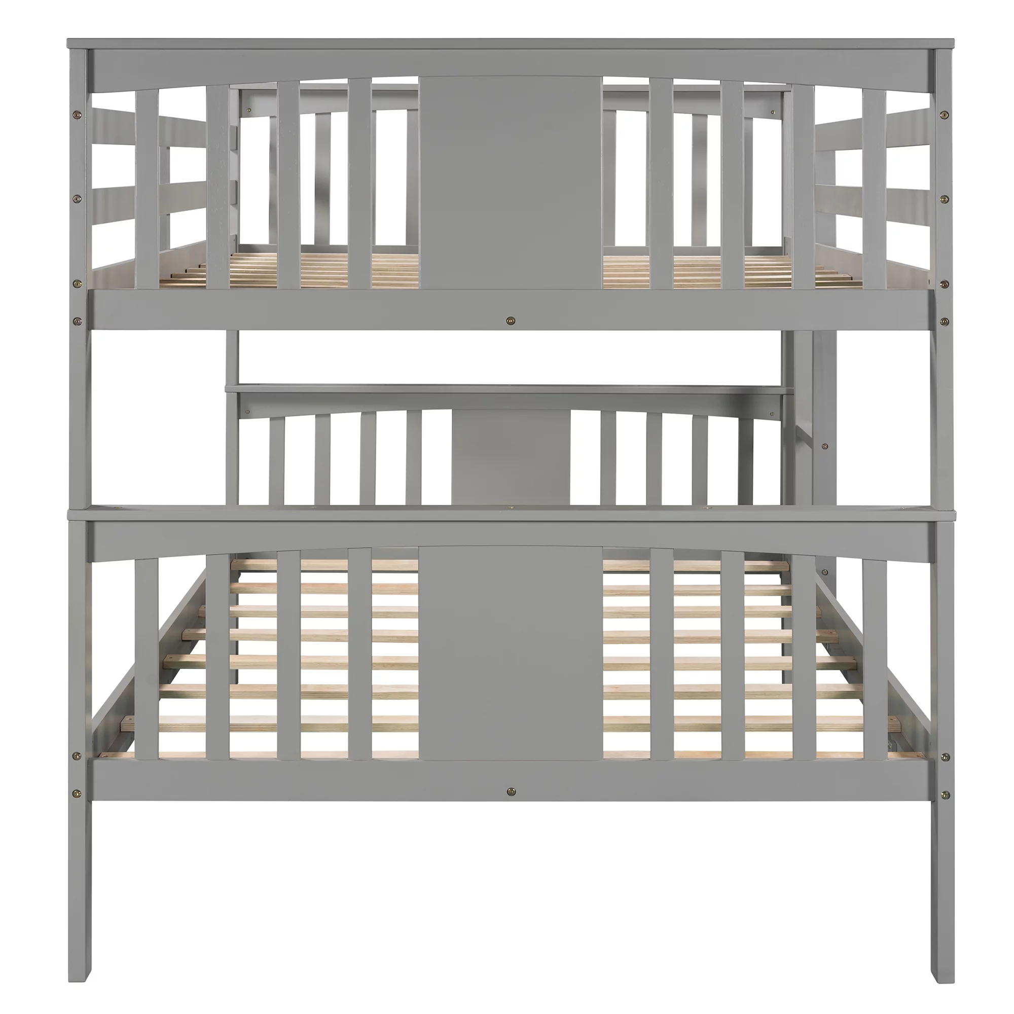 Full-Over-Full Bunk Bed with Ladder and Guard Rail, Pine Wood Frame for Kids, Teens, Boys and Girls, No Box Spring Needed
