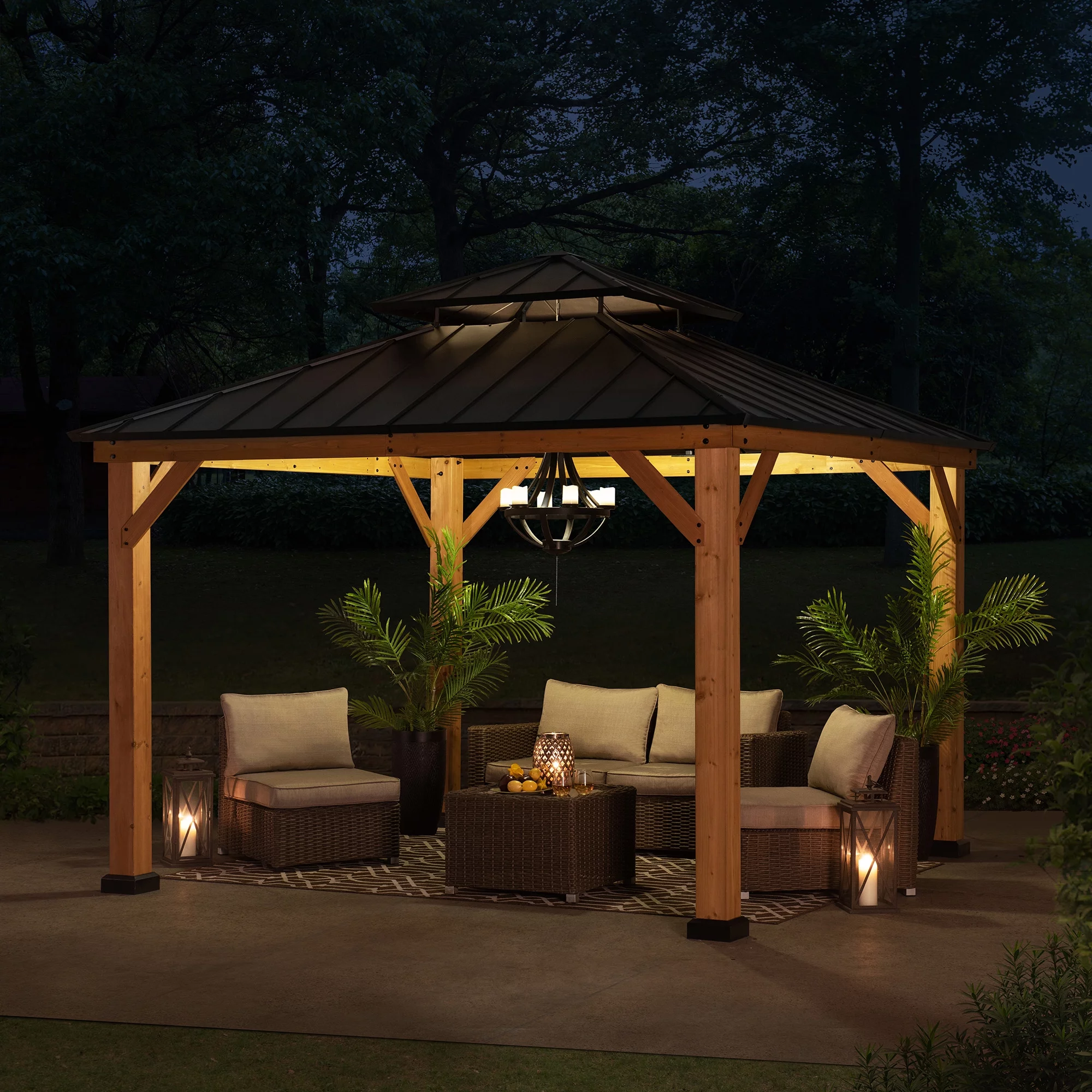 Sunjoy 11' x 11' Hardtop Black Straight Gazebos
