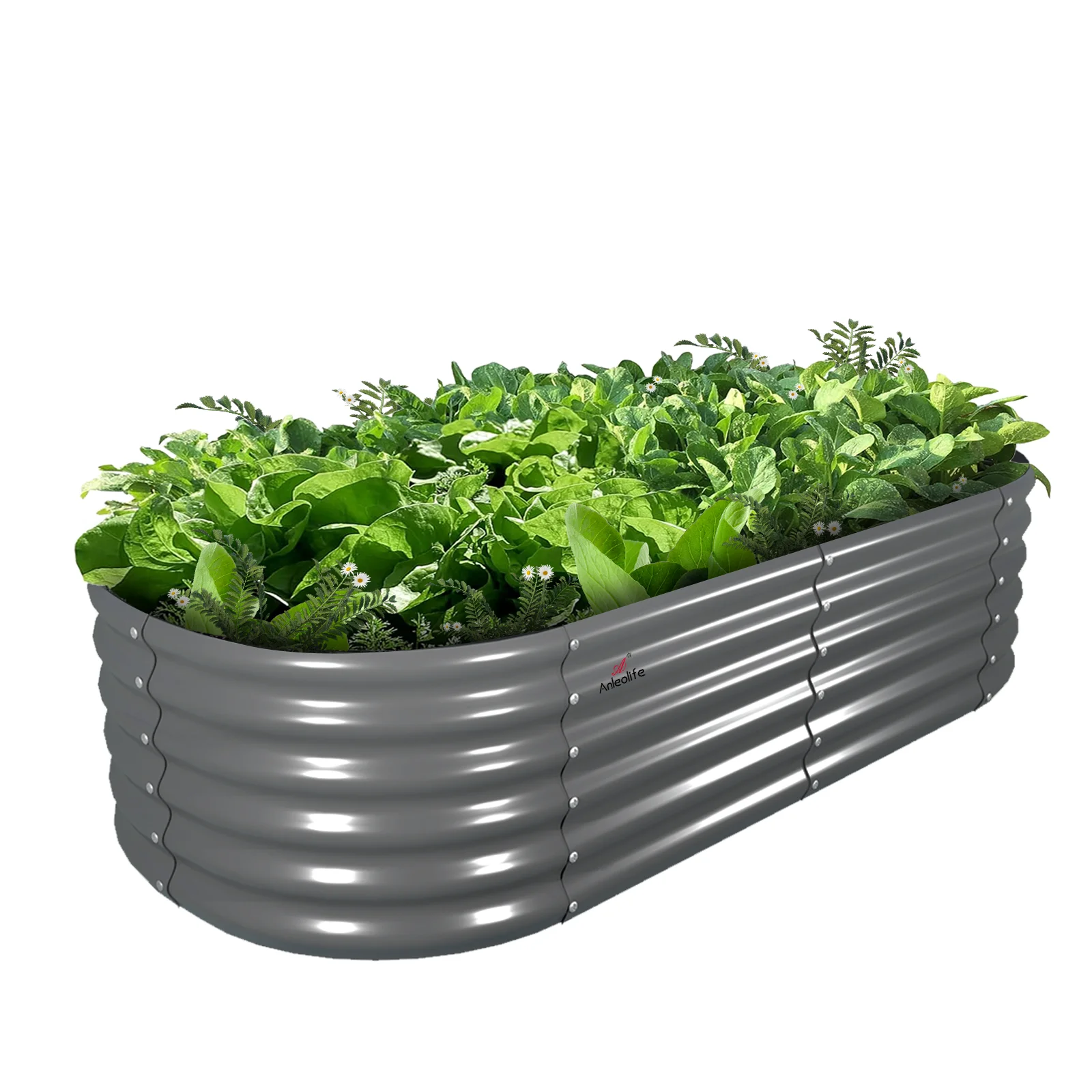 TRAMULL 6X2X1.5 ft Galvanized Raised Garden Beds Outdoor, Oval Round Metal Planter Box (Quartz Grey)