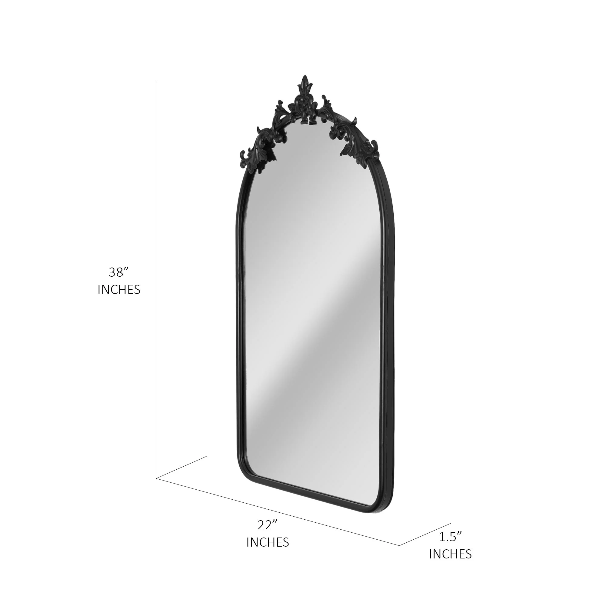 Head West Arch Black Ornate Metal Framed Accent Wall Mirror- 22