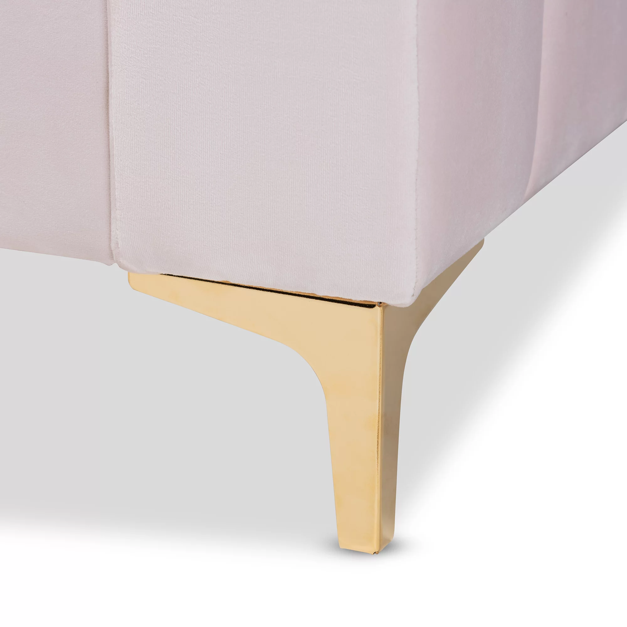 Baxton Studio Oksana Modern Contemporary Glam and Luxe Light Pink Velvet Fabric Upholstered and Gold Finished Twin Daybed