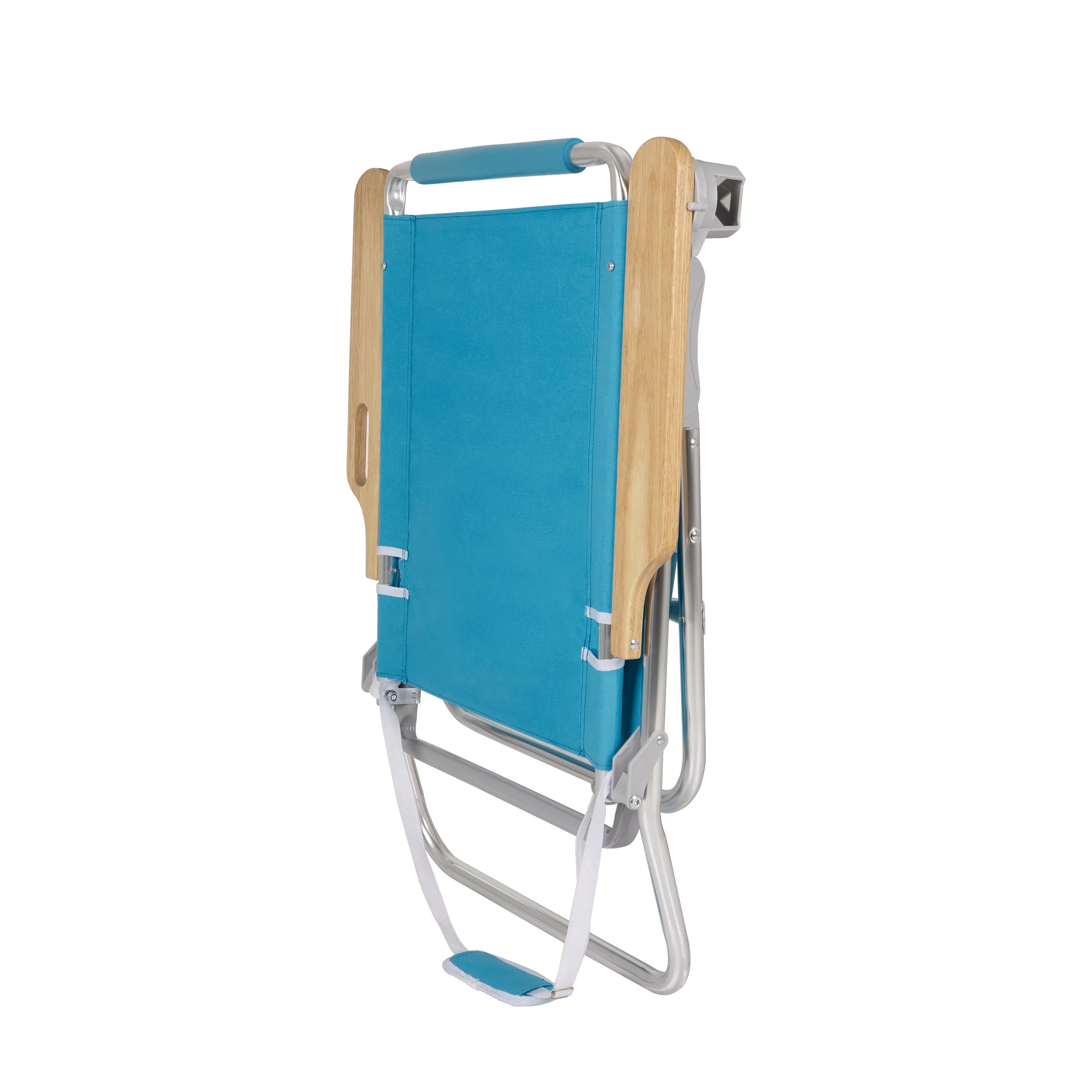 2-Pack Mainstays Wood Arm Reclining Comfort Height Beach Chair, Teal