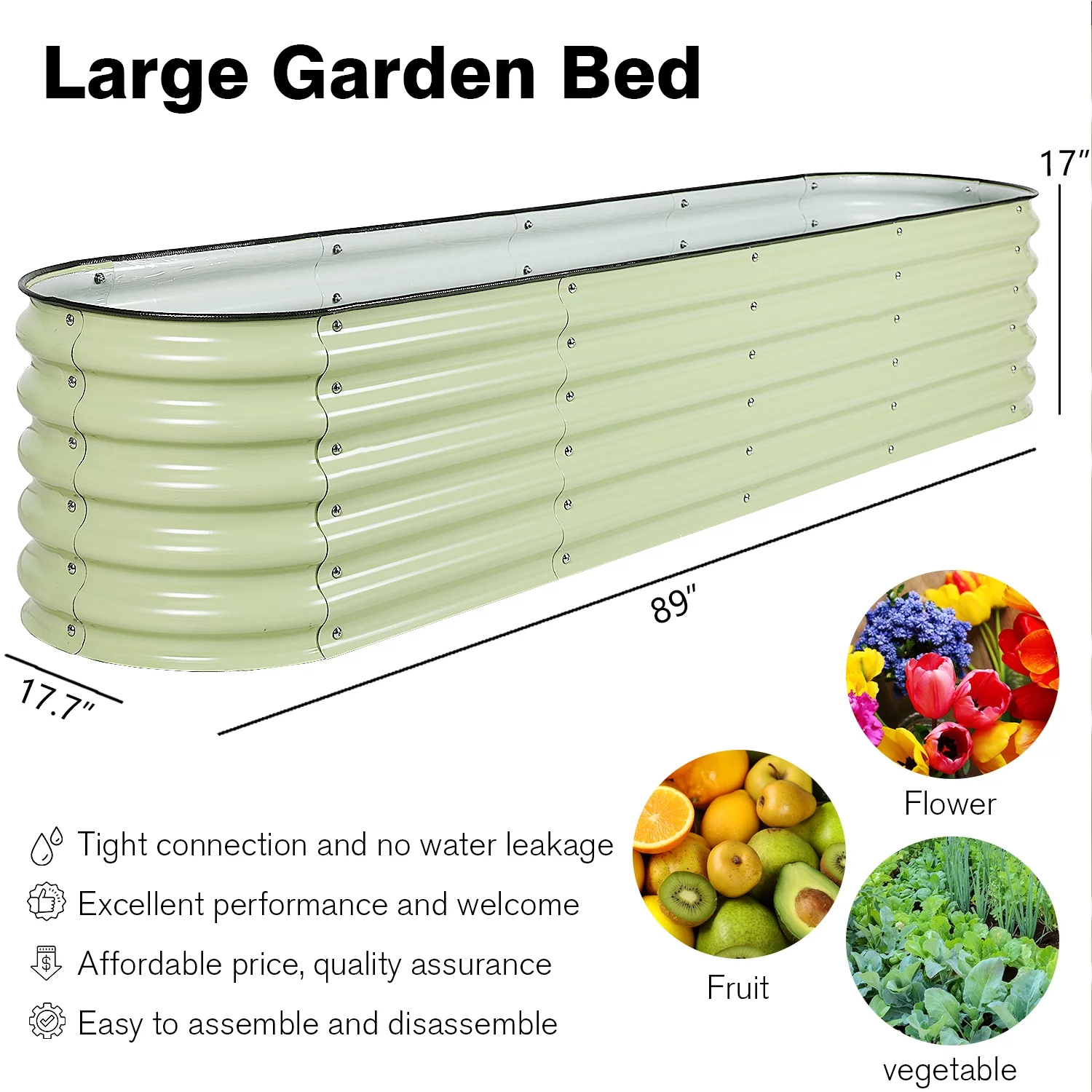 Aoodor 9-in-1 Modular Aluzinc Metal Raised Garden Bed - Outdoor Gardening Planter Soil Box for Vegetable, Flower, Herb - Olive Green (71''L x 35''W x 17''H)