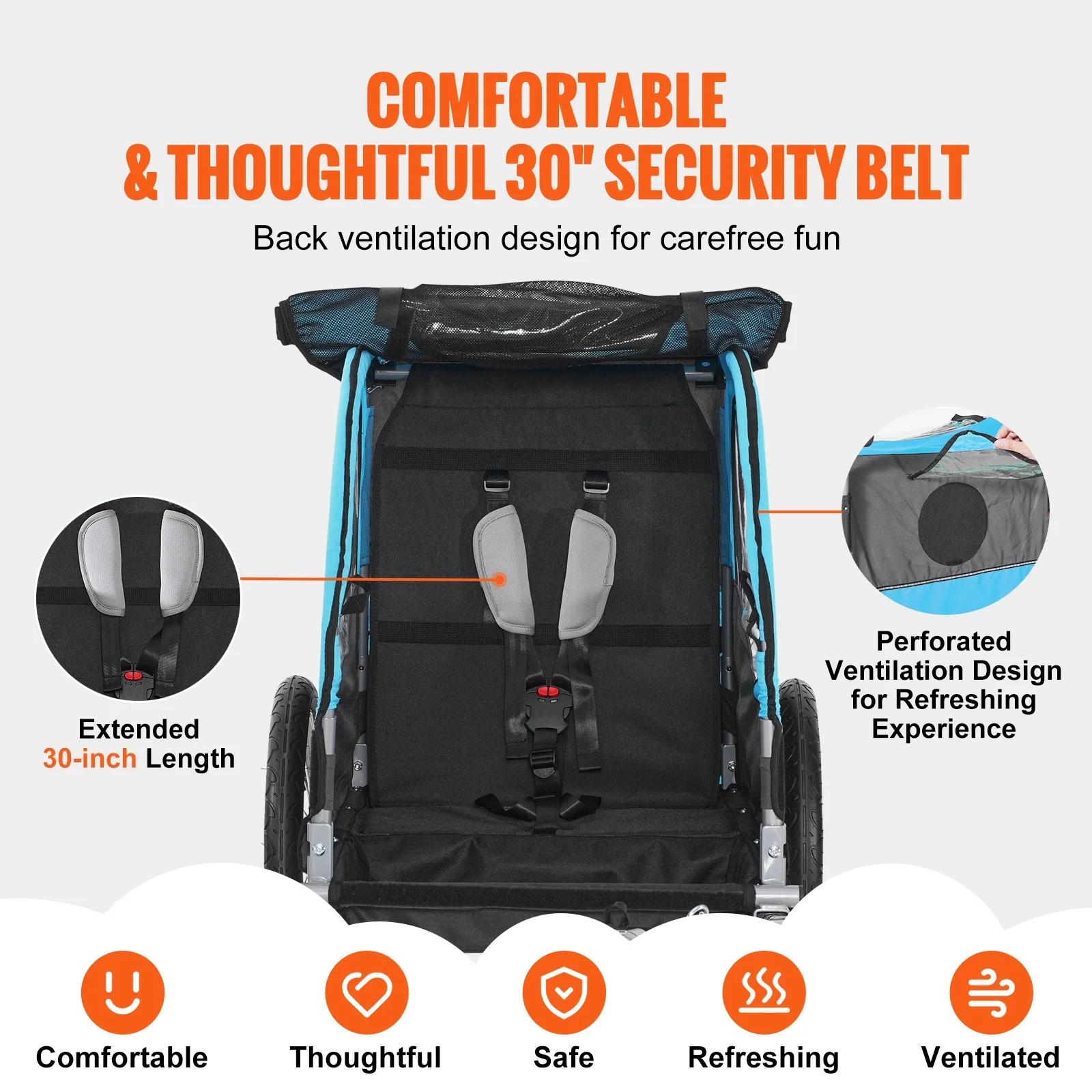 SKYSHALO 60 lbs. Kids Bike Trailer Folding Steel Bicycle Trailer Stroller