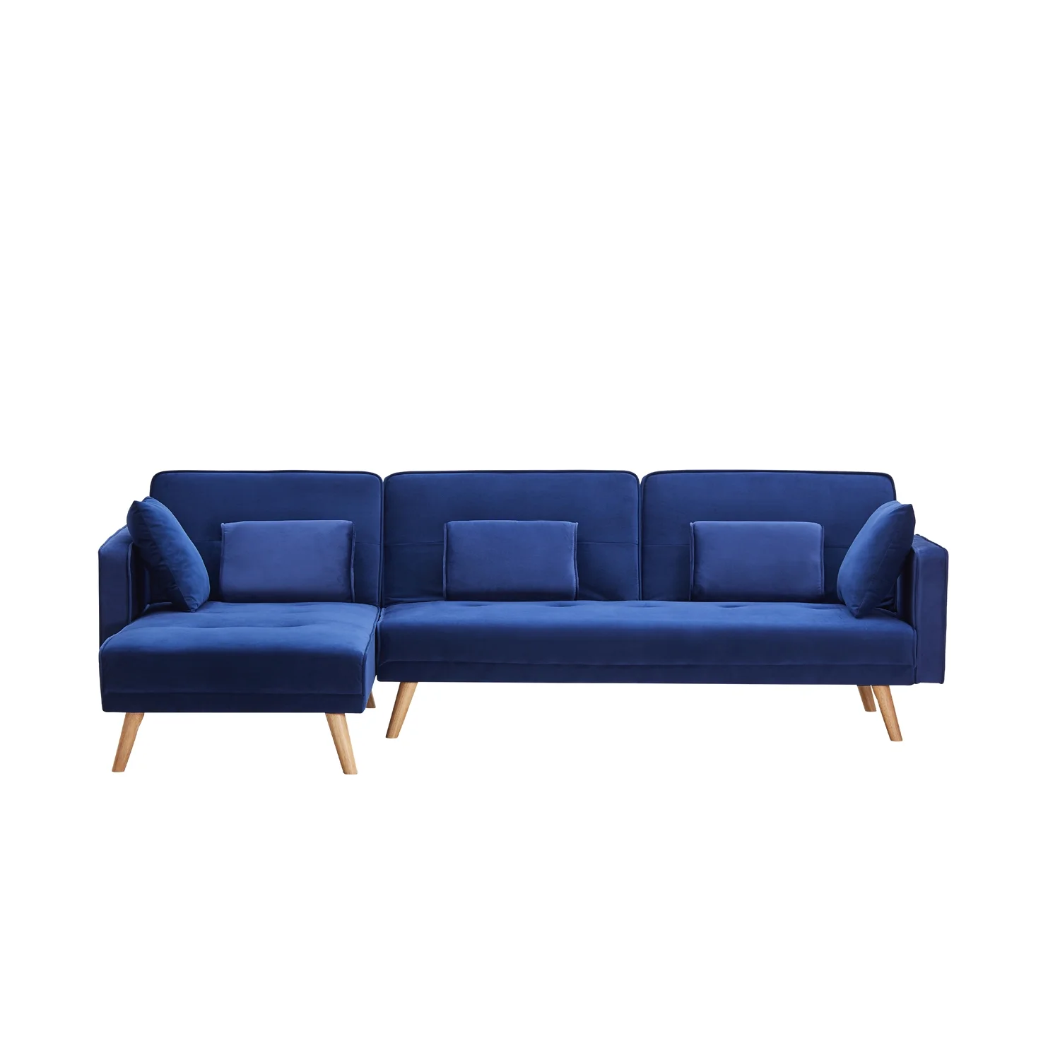 Modern Velvet L-Shaped Sectional Sofa Bed, Convertible Folding Sleeper Futon Couch with Chaise Lounge and Pillows for Living Room Office Apartment