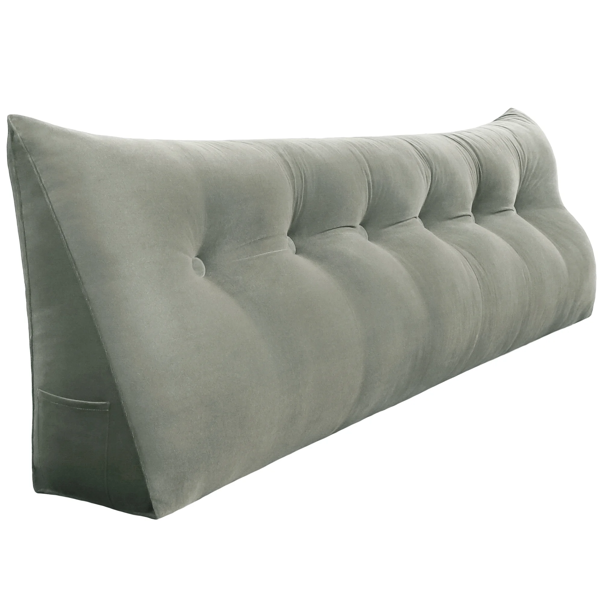 Johnear Large Rest Reading Wedge Pillows Bolster Headboard Backrest Pillow Velvet Cushion Lumber Backrest Daybed Positioning Sofa Bed Rest Reading Pillow Triangular Upholstered (Gray,Cal-King)