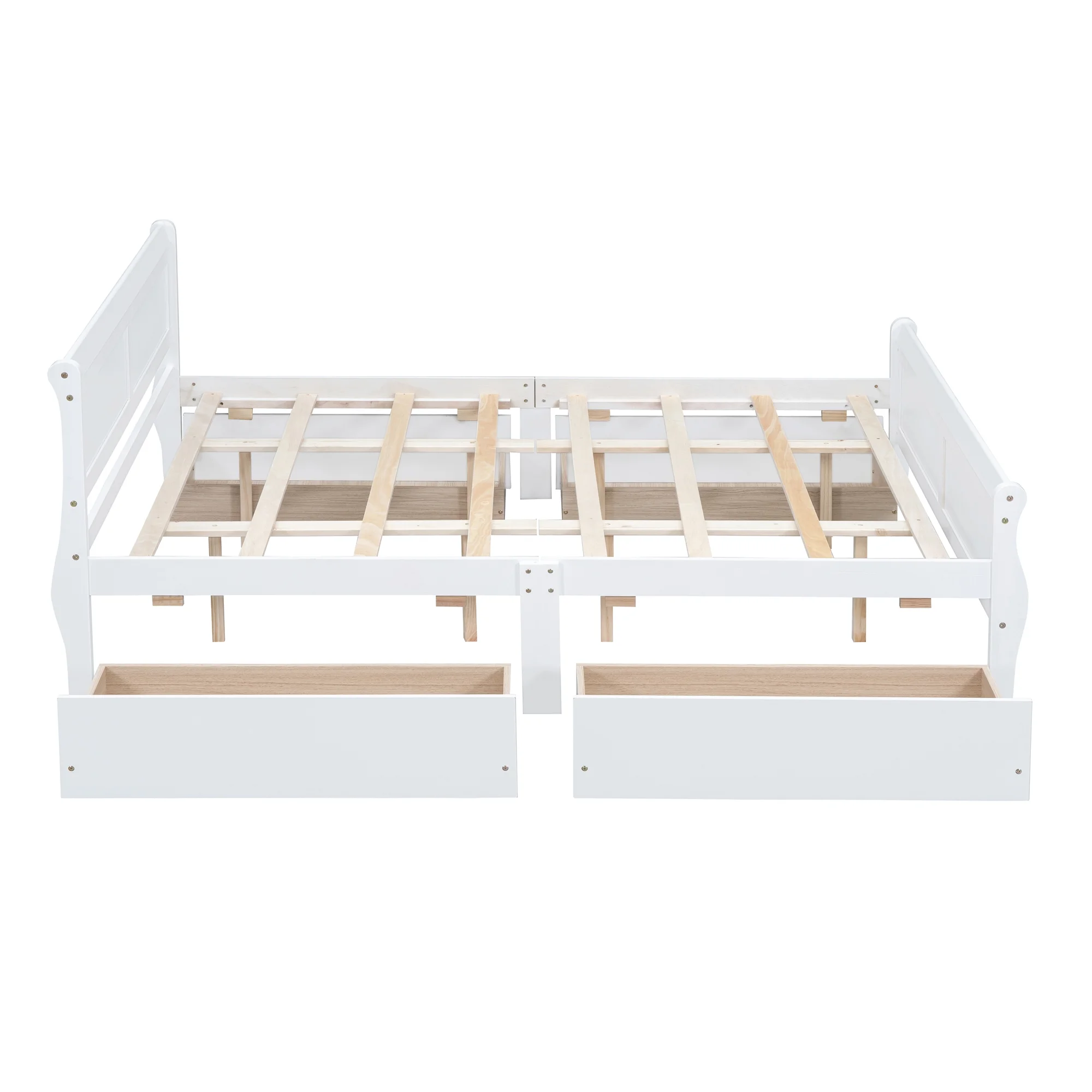CoSoTower Queen Size Wood Platform Bed with 4 Drawers and Streamlined Headboard & Footboard, White
