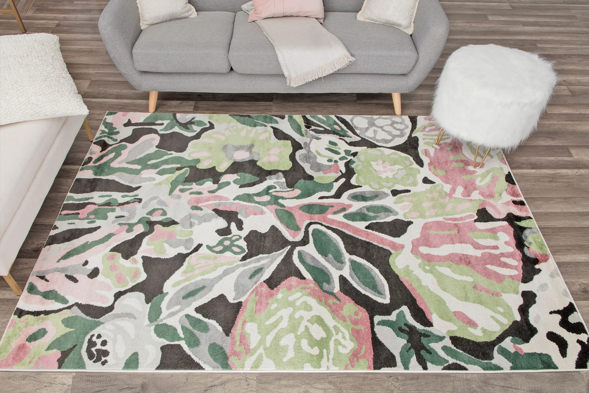 Rugs America Hanna VA15A Summer Bloom Floral Transitional Black Area Rug, 9'x12'