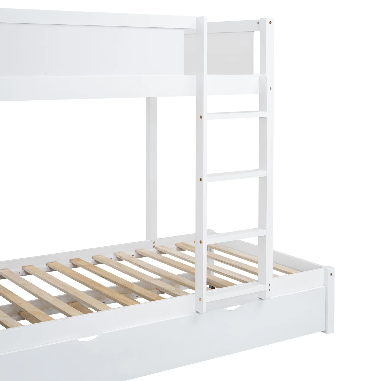 Churanty Twin Over Twin Bunk Bed with Trundle and Desk, Solid Wood Bunk Bed Frame with Storage Drawers and shelves for Kids Girls Boys Bedroom,White