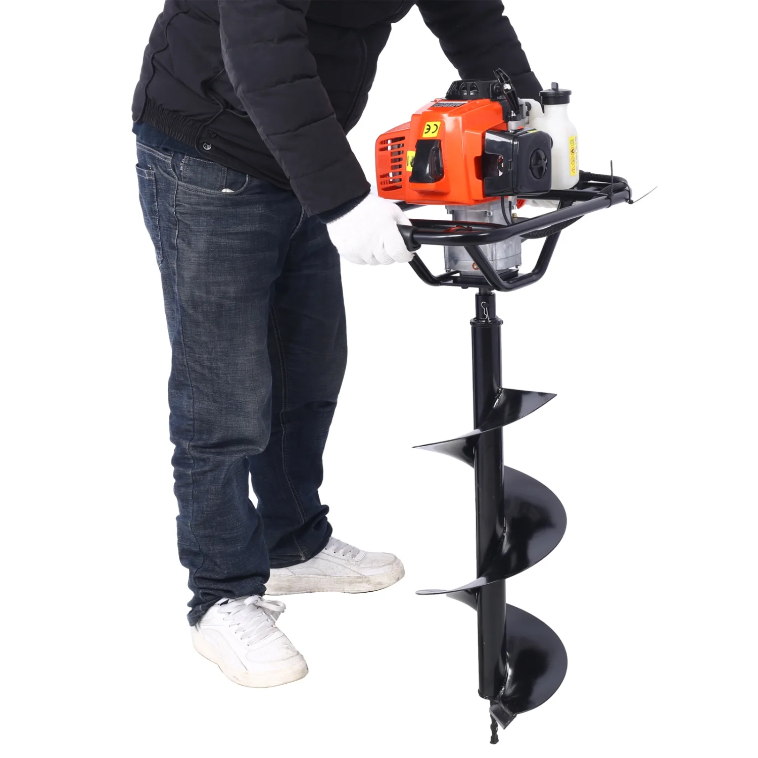 Powerful 2.7HP Gas-Powered 63cc 2-Stroke Auger Post Hole Digger for Efficient Digging  EPA Certified with 3/4” Drill Shaft Size. Includes L4”  L6”  L8”  and L12” Drill Bits  as well as Ex