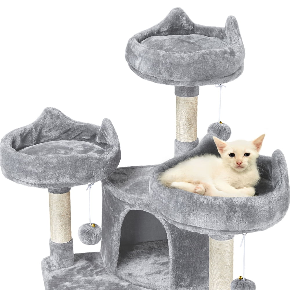 Yaheetech 69'' Cat Tree Cat Tower with Caves Condos & Scratching Posts, Light Gray