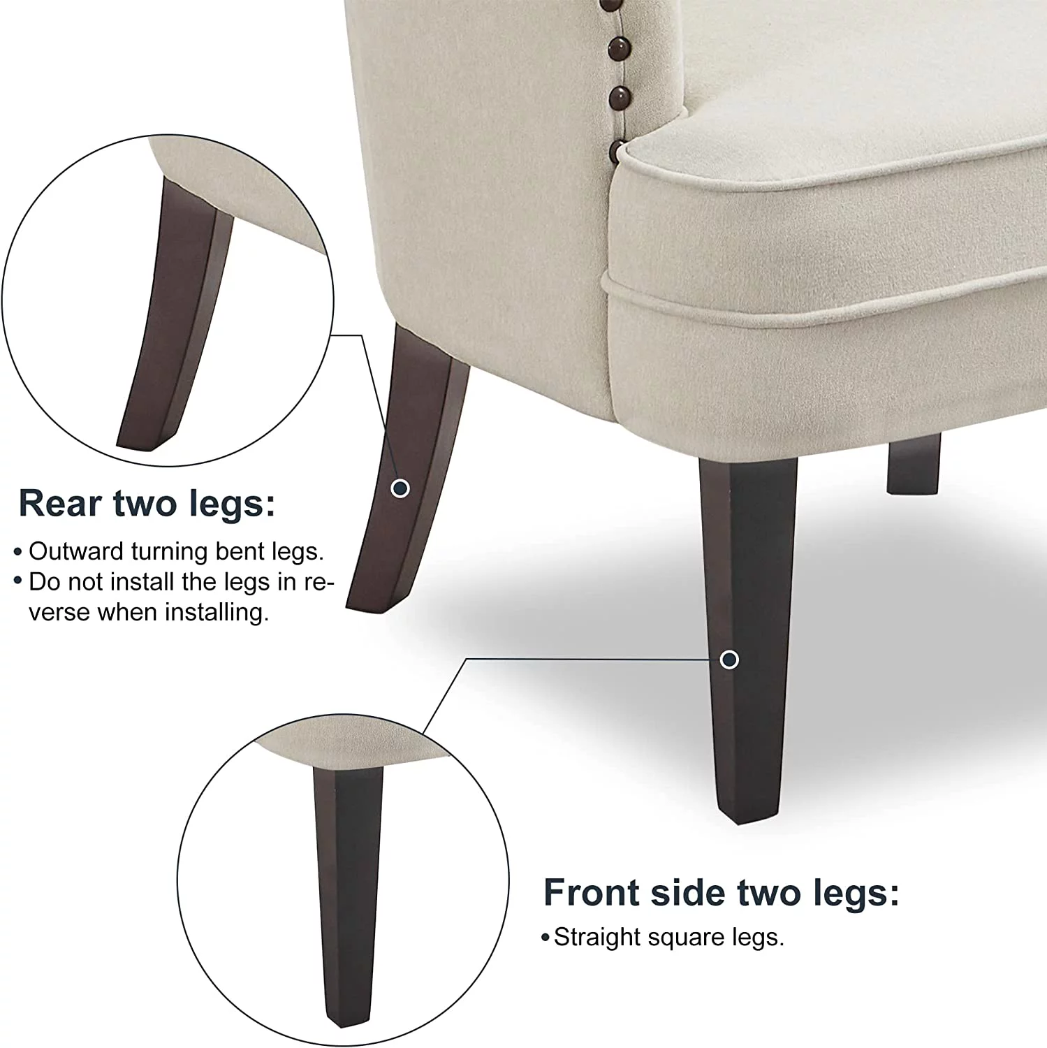 Accent Chair with Ottoman, Button Tufted Armchair for Bedroom Living Room(Beige)
