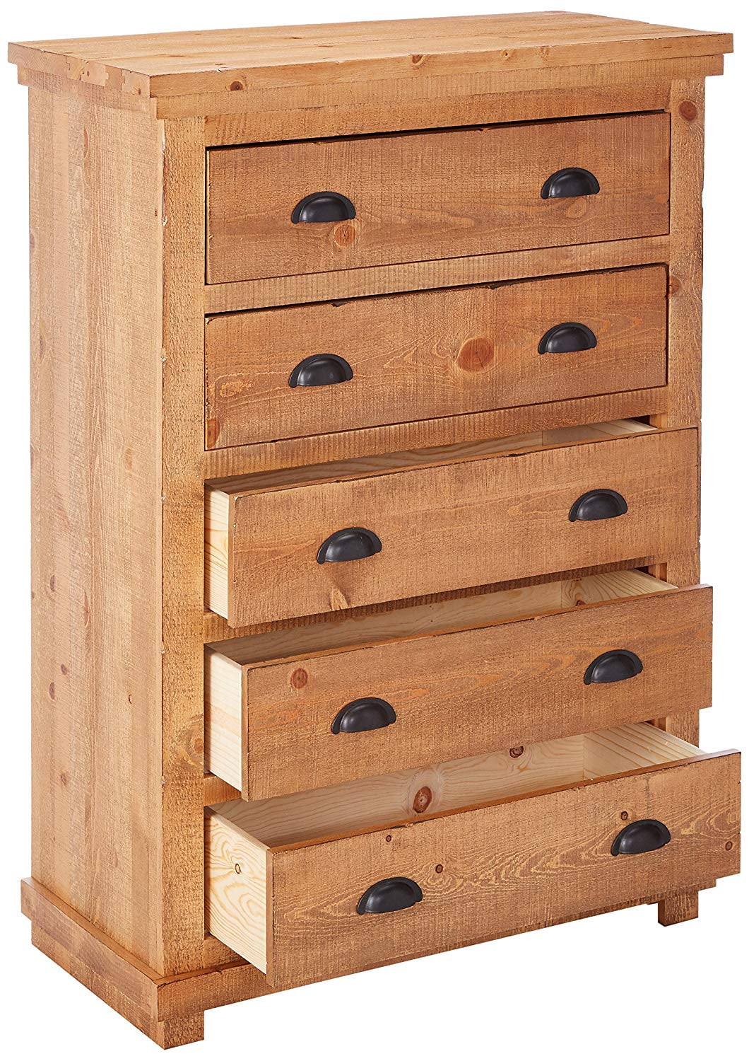 Progressive Furniture Willow 5 Drawer Wood Chest in Distressed Pine Tan