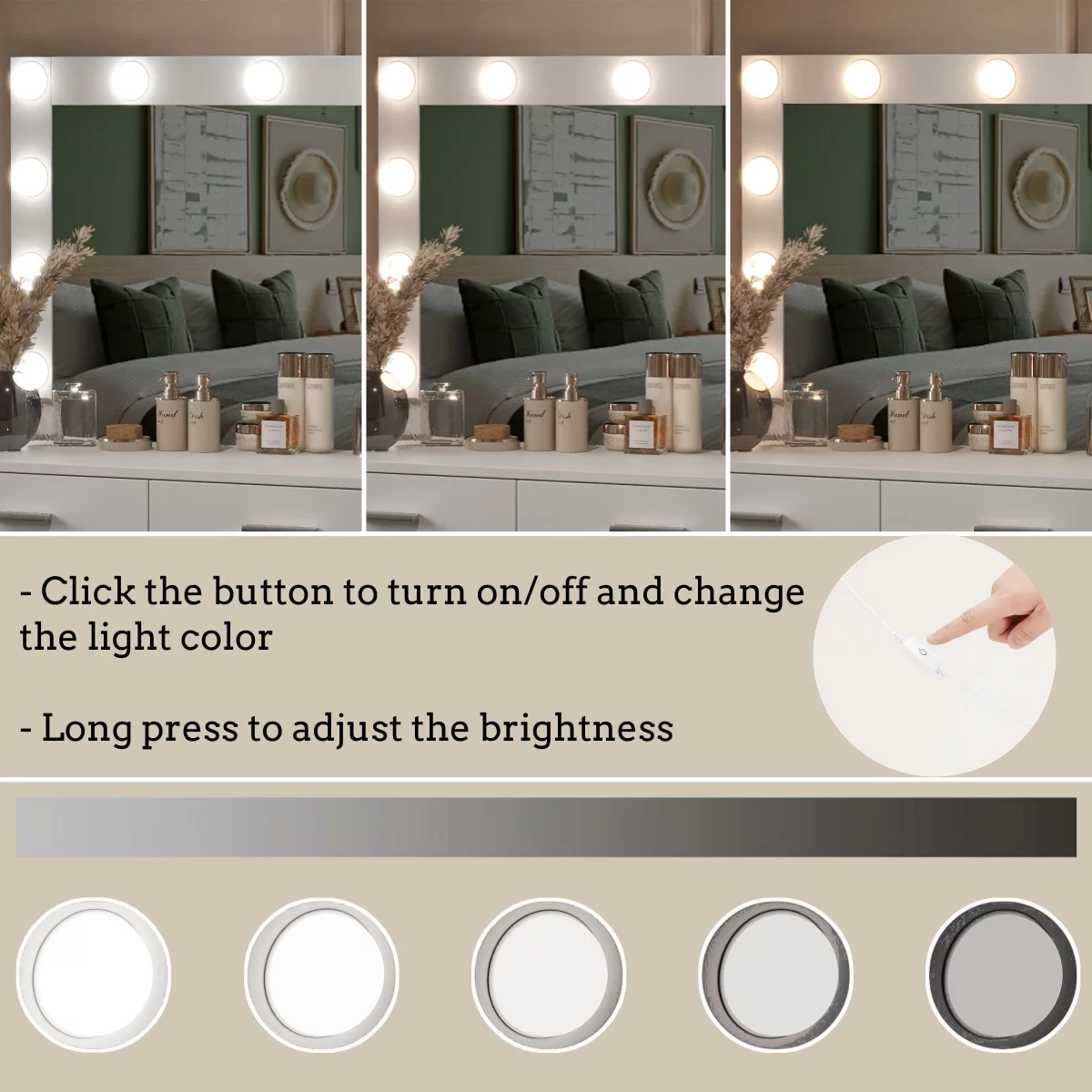 Vanity Desk with Mirror and 3-Mode Lights, Makeup Vanity with 8 Drawer for Women, Girls