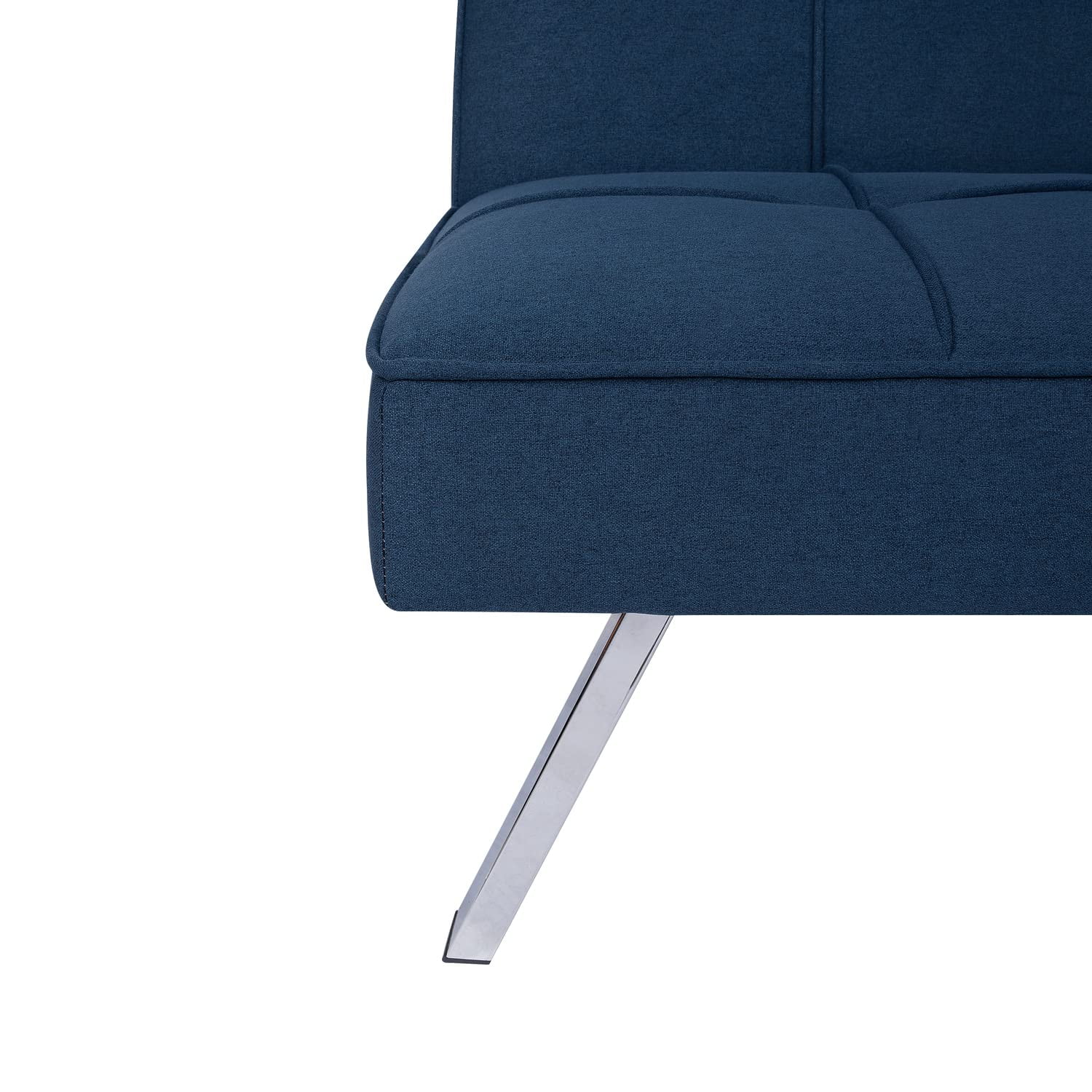 Naomi Home Modern Futon Sofa Bed, Navy Blue, Tufted, Convertible, Linen Fabric, 750 lbs Weight Capacity