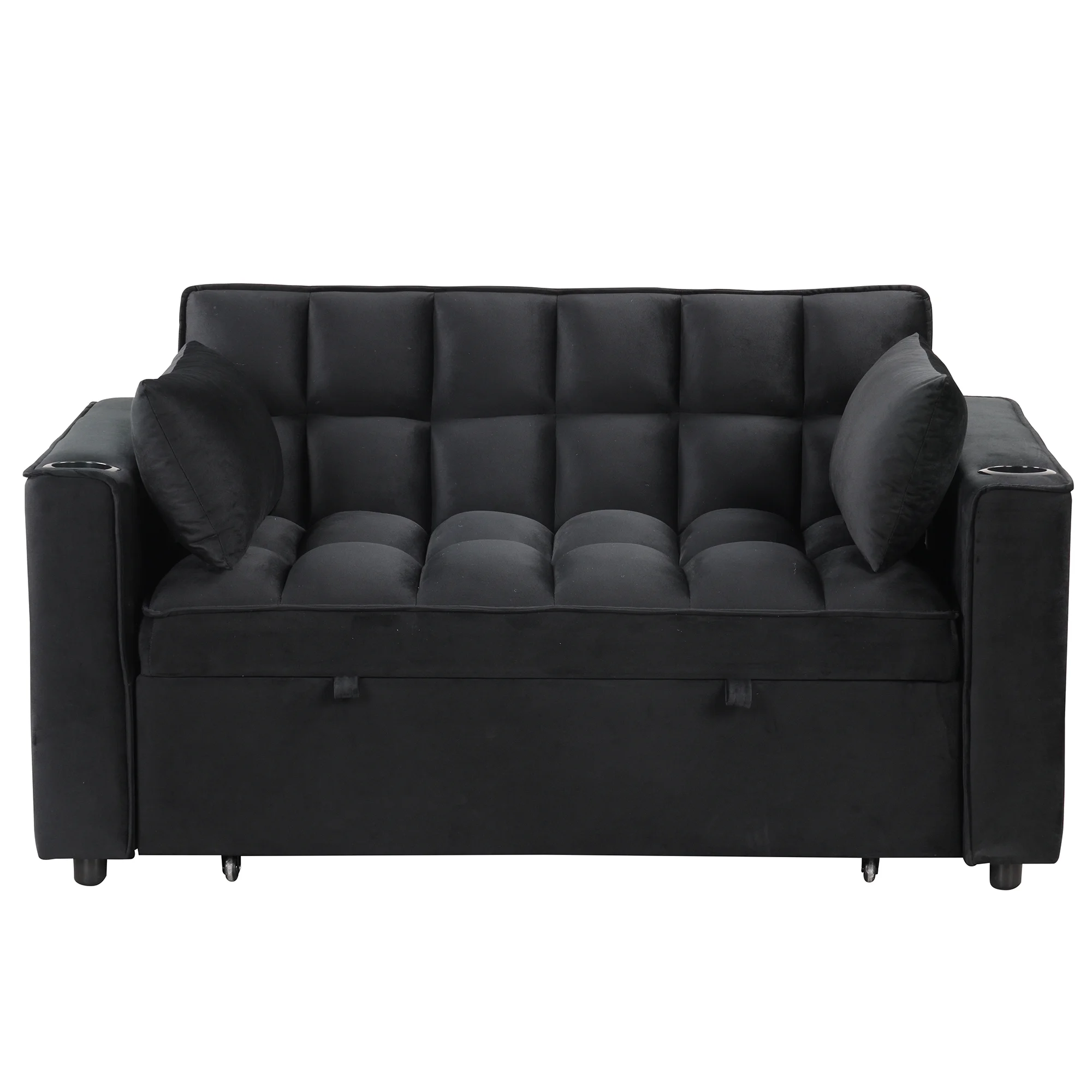 Hombay Modern Convertible Sleeper Sofa Bed, Folding Futon Couch Loveseat with Cup Holder and USB Charging Ports for Living Room Bedroom Apartment