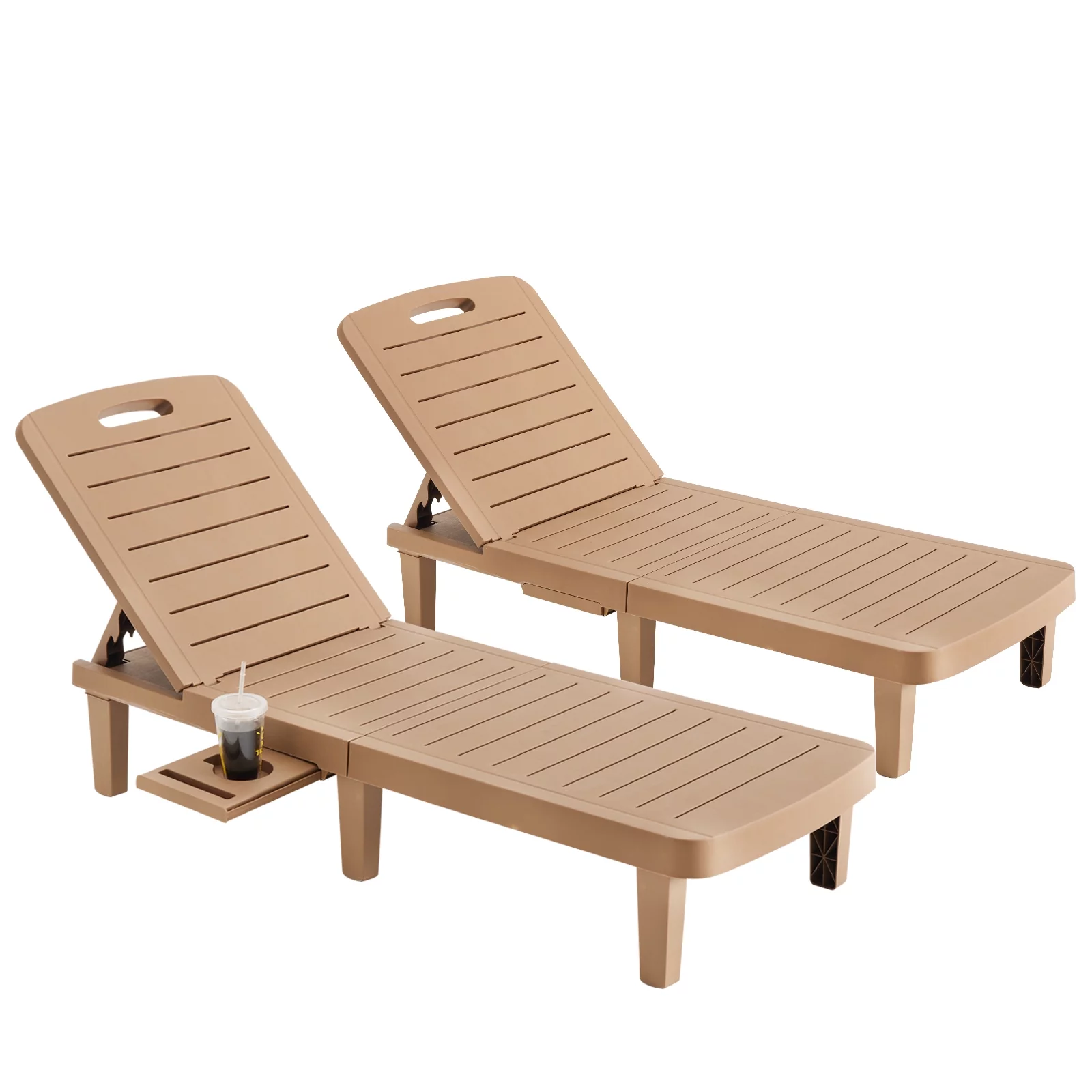 ELPOSUN Oversized Outdoor Chairse Lounge Chair, 5-Level Adjustment Backrest, Extra Widen Chaise with Cup Holder Easy Assembly for Pool Beach Garden