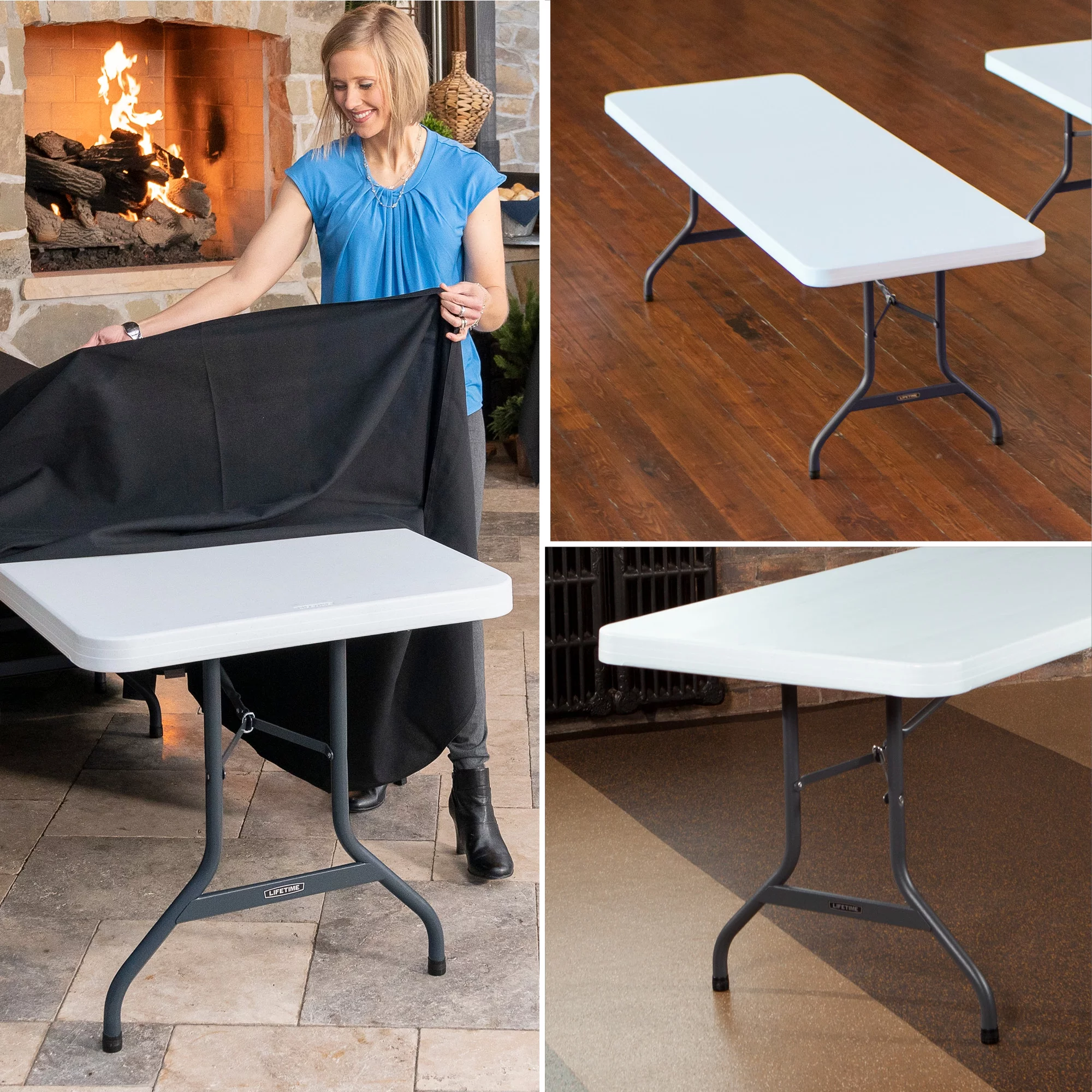 Lifetime 8 Foot Rectangle Folding Table, Indoor/Outdoor Commercial Grade, White Granite (22980)