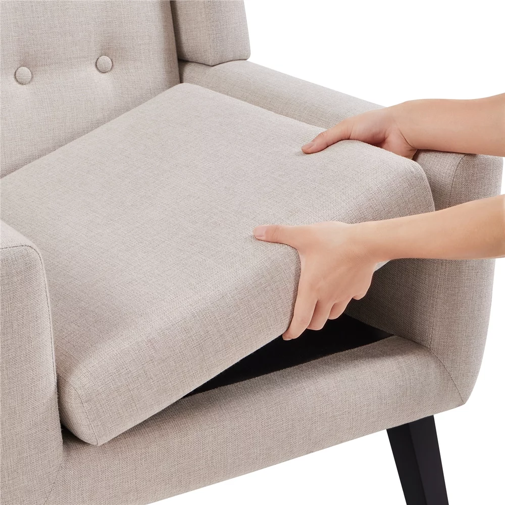 Easyfashion Upholstered Button Tufted Accent Chair, Beige