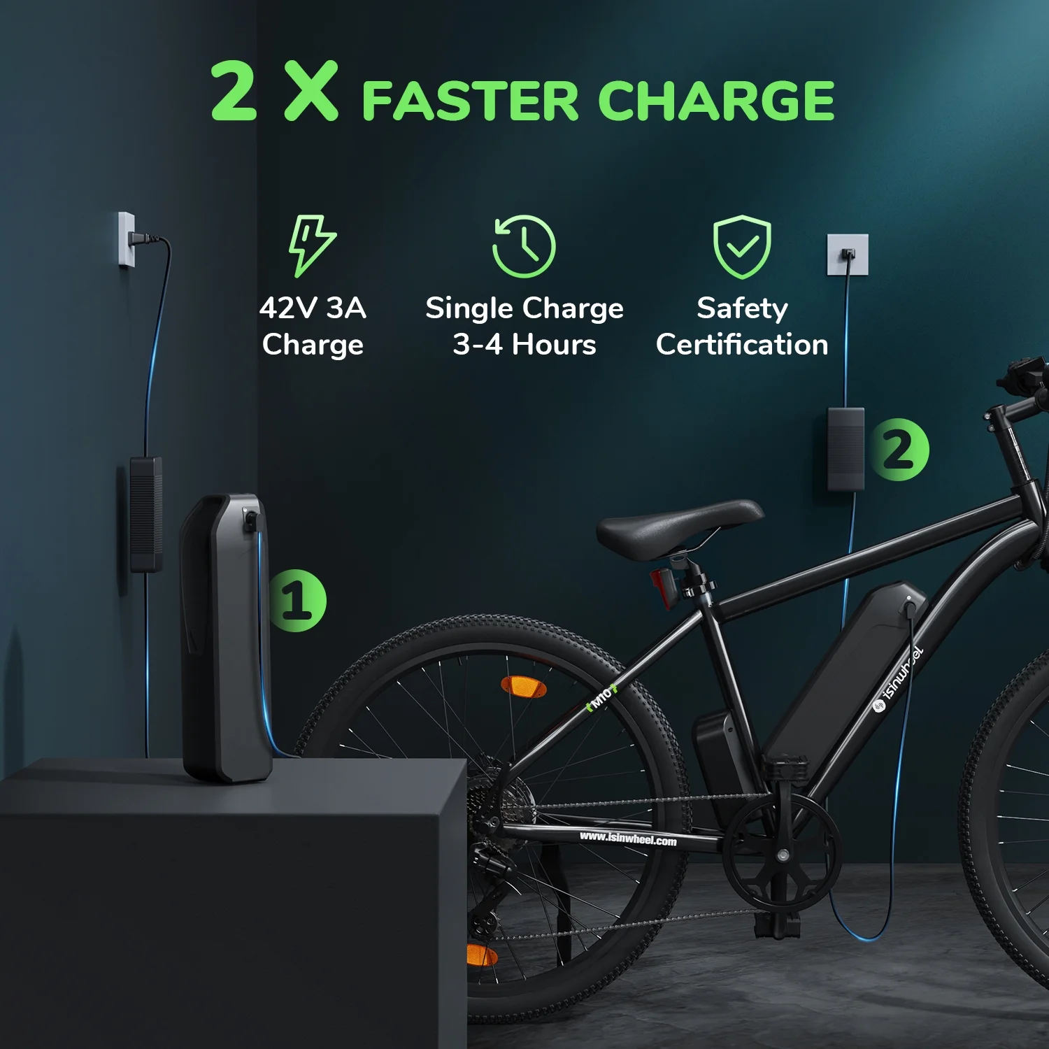 iSinwheel M10-W Electric Bike Adult 500W, 26
