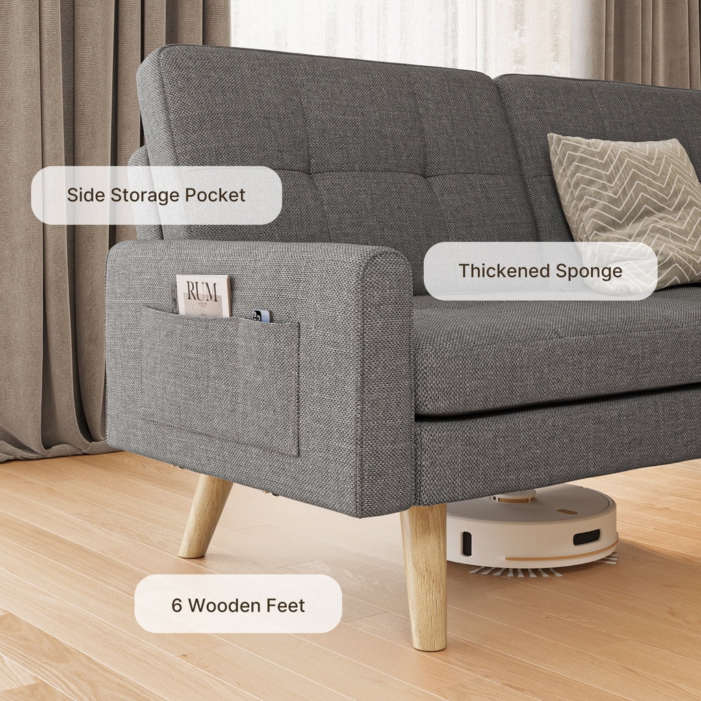 Aiho Convertible Futon Sofa Bed,Couches with with S-Springs and Adjustable Backrest for Living Room,Apartment Living Room,Office - Dark Gray