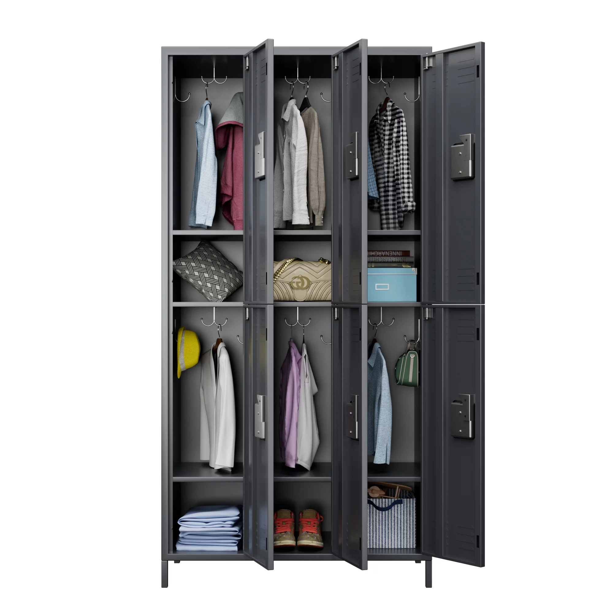 JAORD Metal Storage Locker with 6 Doors Large Steel Cabinet for Gym,Garage,Living Room,Office,School with Locking Doors