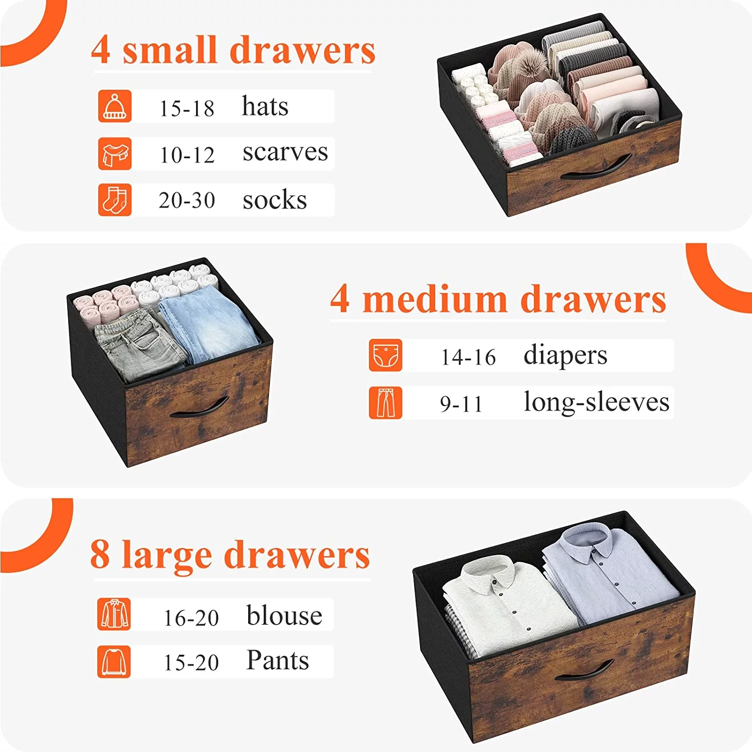 Popular 16 Drawer Dresser  Tall Dresser for Bedroom with Wooden Top and Sturdy Metal Frame  Large Dressers & Chest of Drawers for Bedroom Closet Living Room Entry 57.1"Hx 37.4"