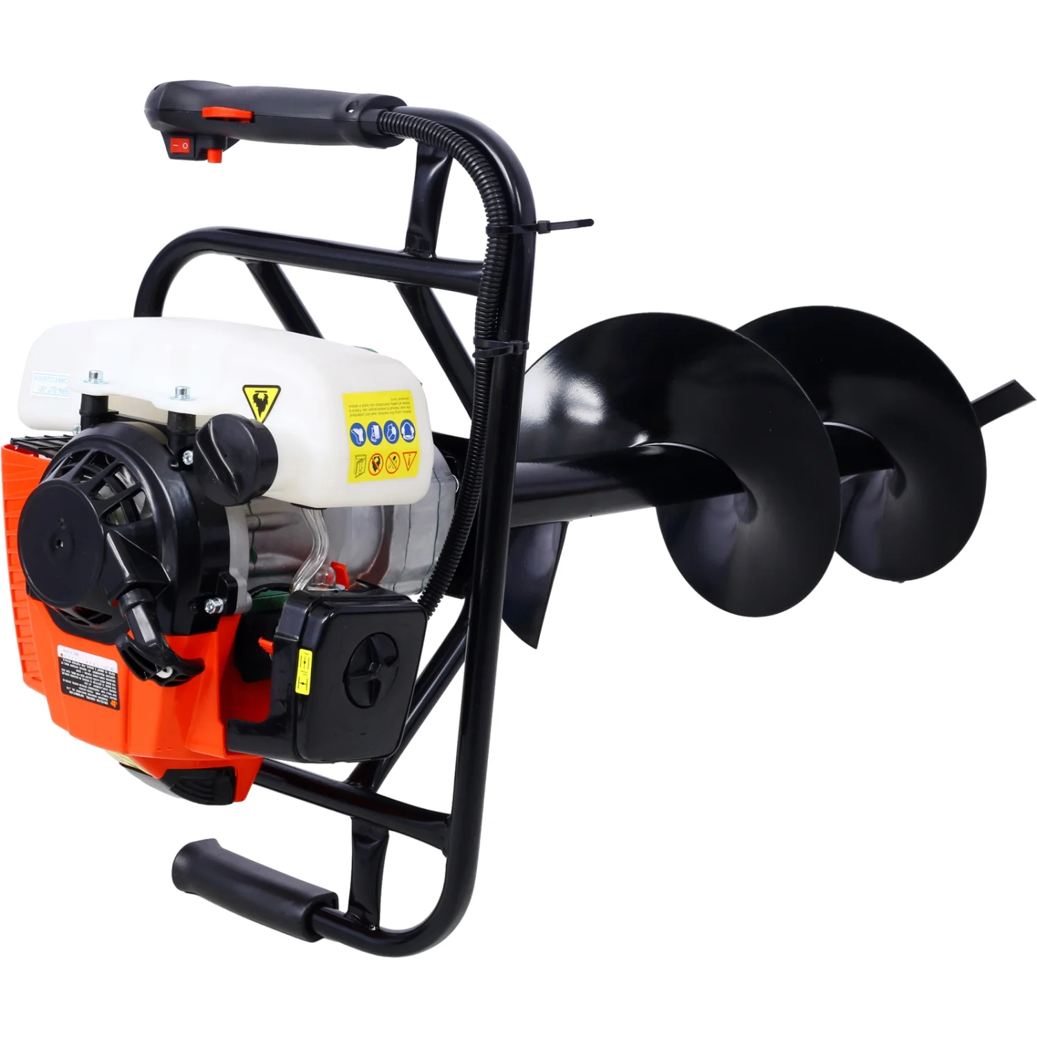 Powerful 2.7HP Gas-Powered 63cc 2-Stroke Auger Post Hole Digger for Efficient Digging  EPA Certified with 3/4” Drill Shaft Size. Includes L4”  L6”  L8”  and L12” Drill Bits  as well as Ex
