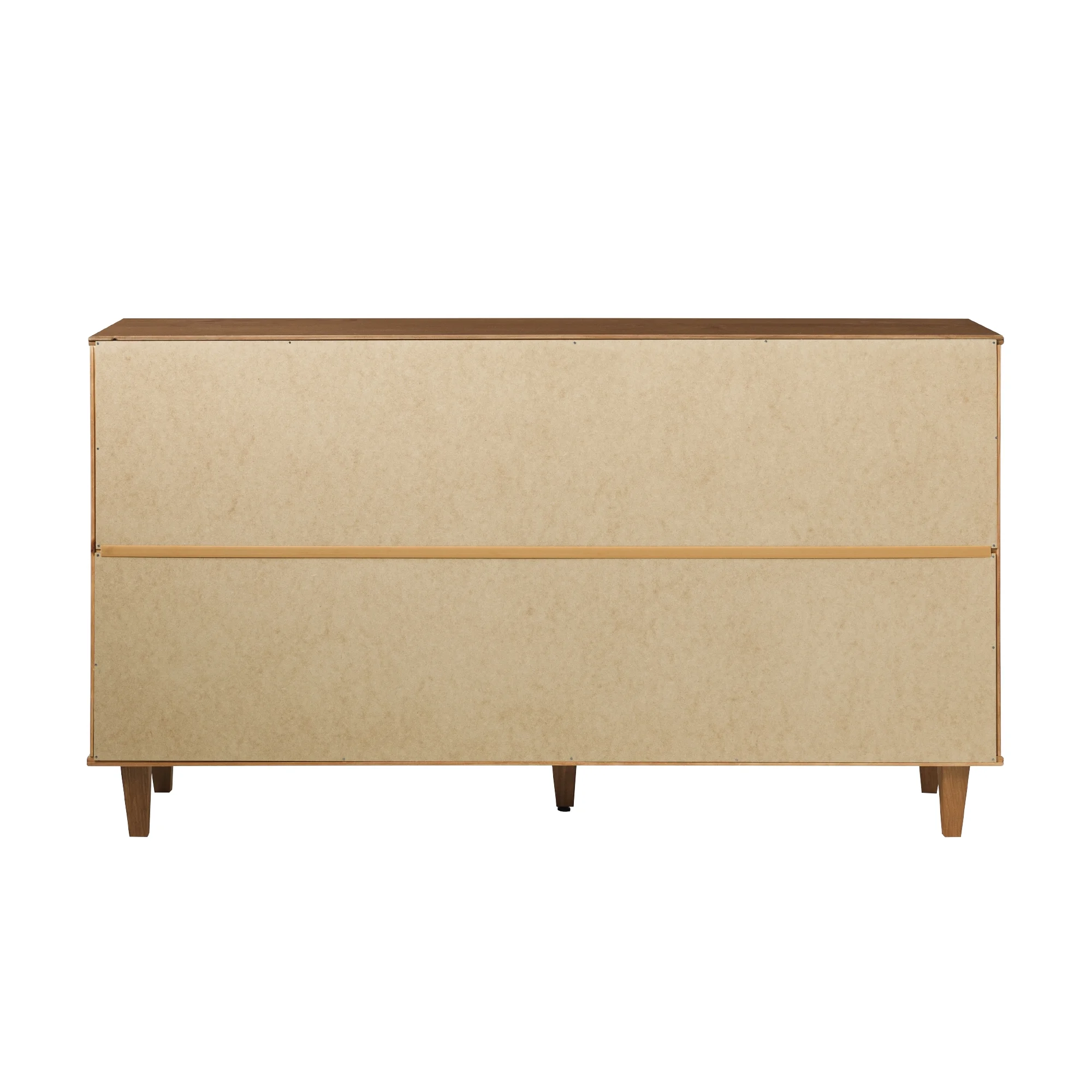 Walker Edison 60” Contemporary Vertical Drawer Pulls Solid Wood Dresser, Caramel