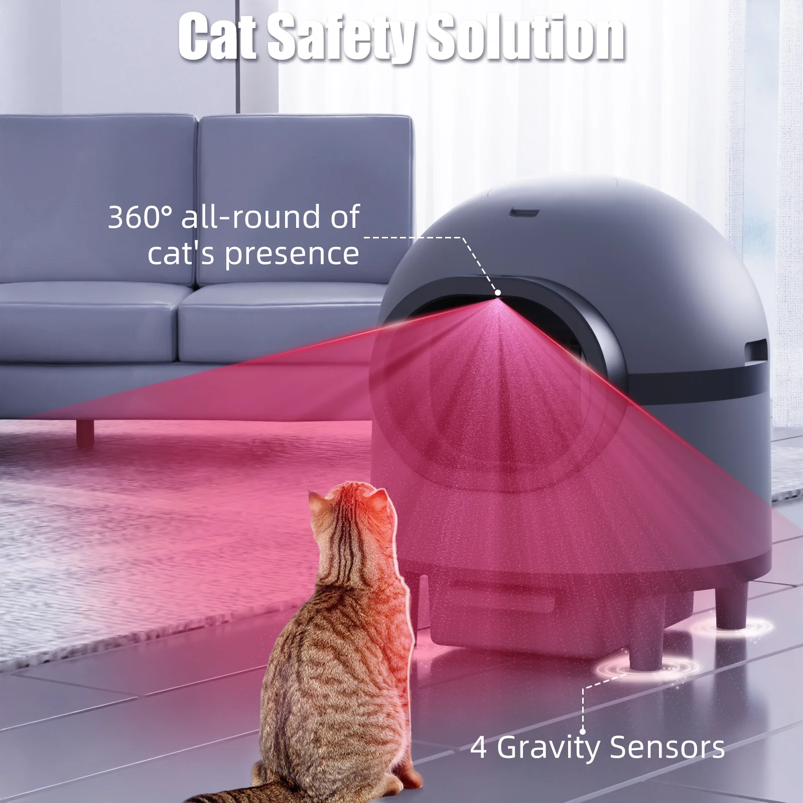 REDSASA Self Cleaning Litter Box,Automatic Cat Litter Box for Multiple Cats with Deodorizer & Mat & Liner,Anti-Pinch Safety Protection& Odor Removal,Black