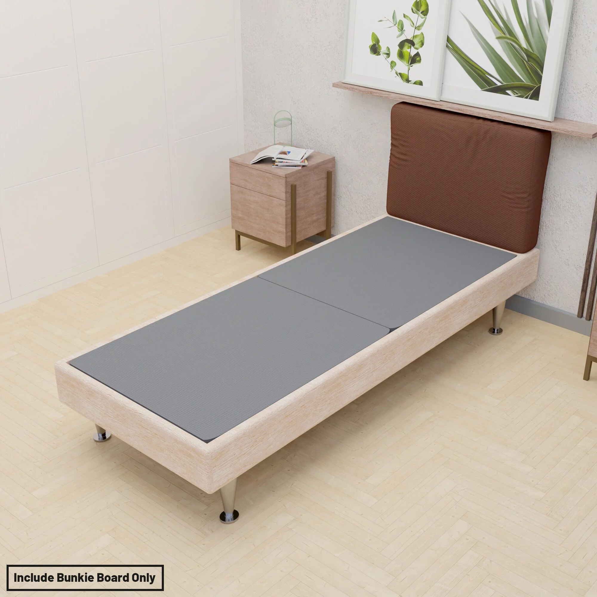 Onetan , 1.5-Inch Split Bunkie Board for Mattress/Bed Support - Fully Assembled, Improved Comfort and Support, Gray Queen