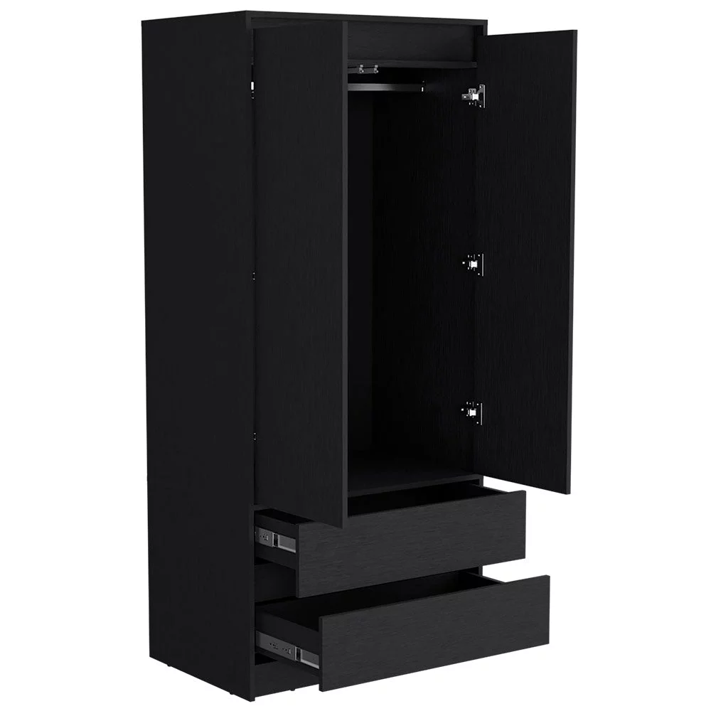 We Have Furniture Lewes 2 Piece Bedroom Set, Dresser + Armoire, Black Wengue Finish