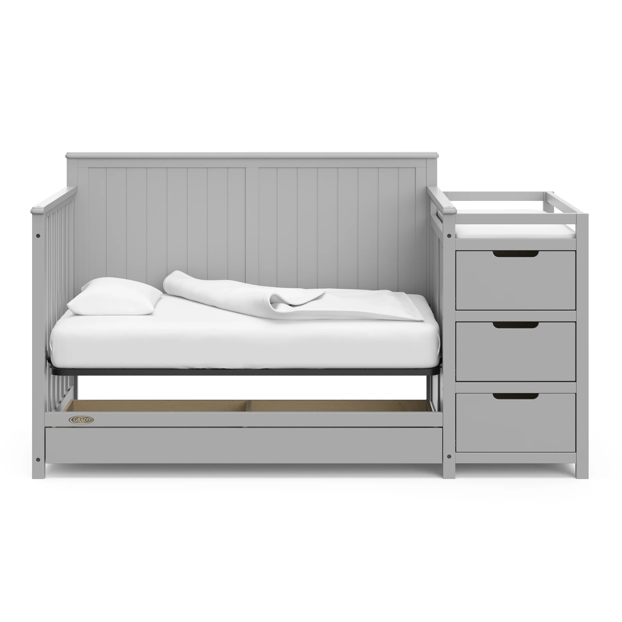 Graco Hadley 5-in-1 Convertible Crib and Changer with Drawer, Pebble Gray