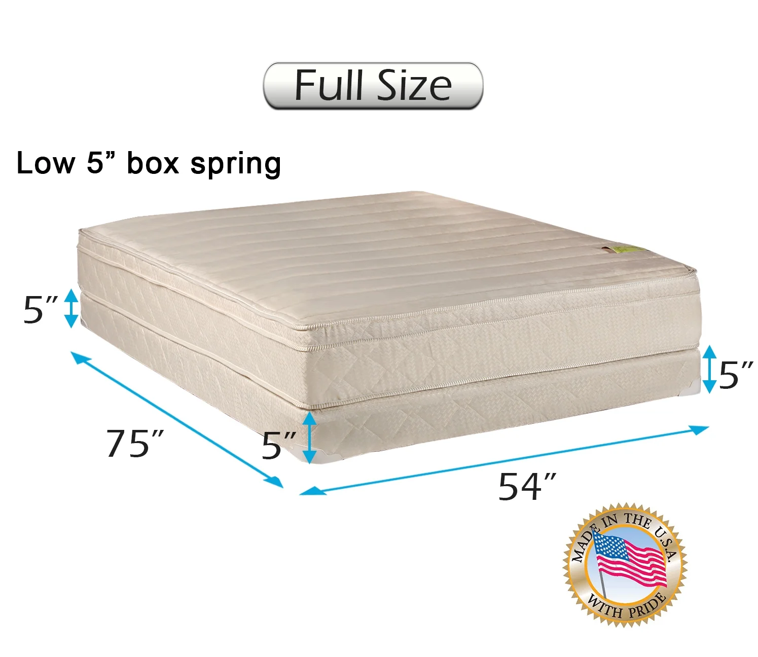 Dream Sleep Comfort Pedic Firm Eurotop Mattress & Low 5